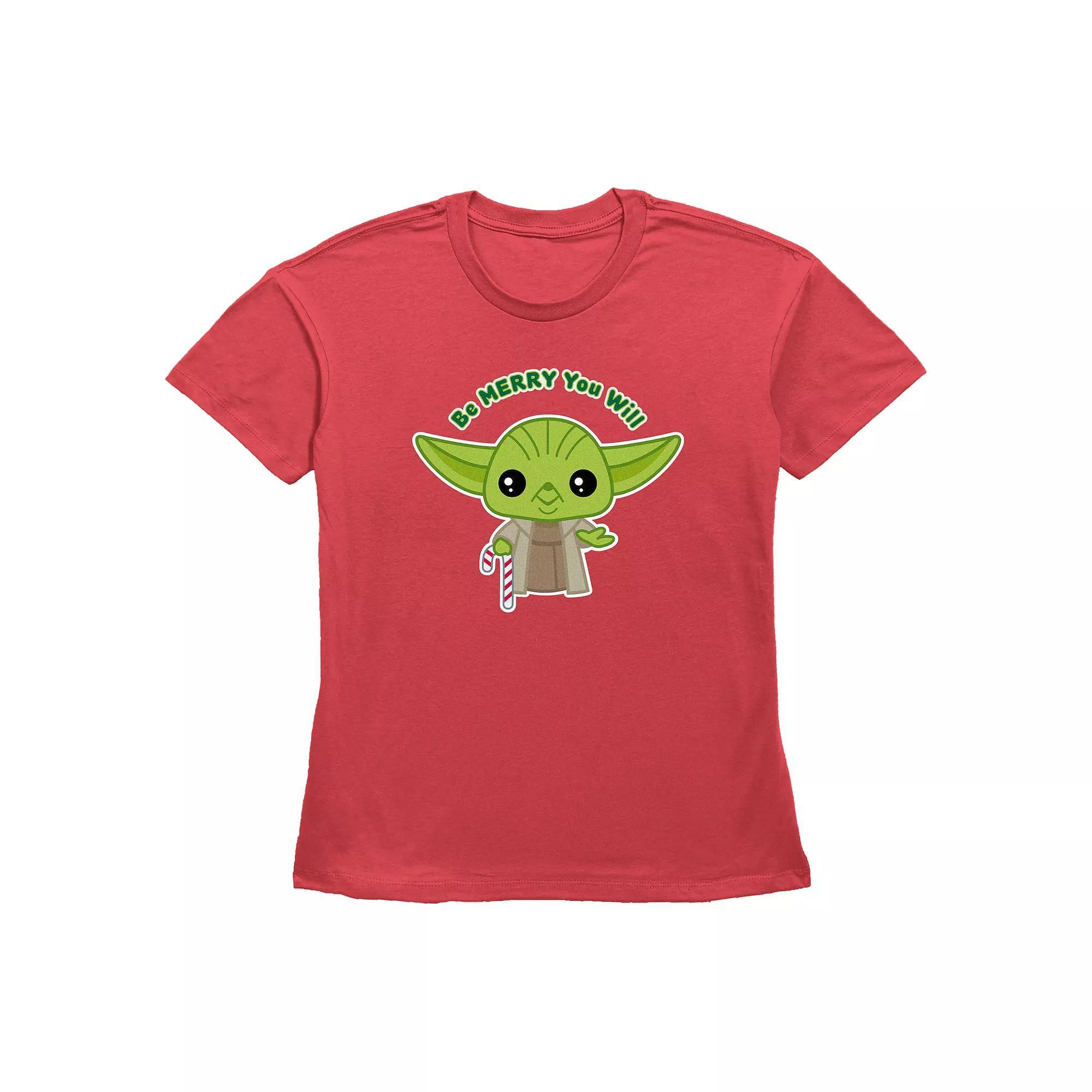 Women's Star Wars Yoda Be Merry You Will Graphic Tee,  Product Image