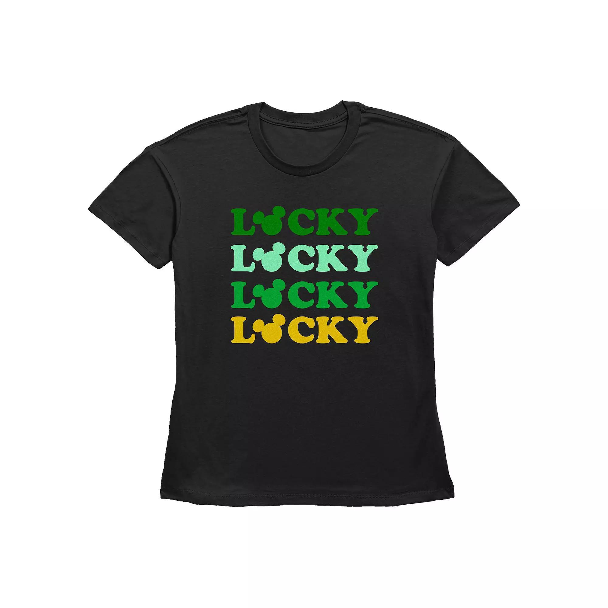 Disney's Mickey Mouse Lucky Word Stack Women's Graphic Tee, Size: XS, Black Product Image