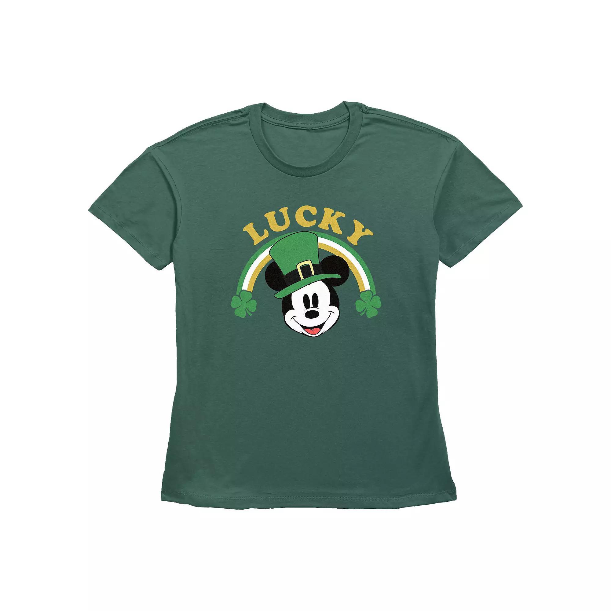 Disney's Mickey Mouse Lucky Shamrock Rainbow Women's Graphic Tee,  Product Image