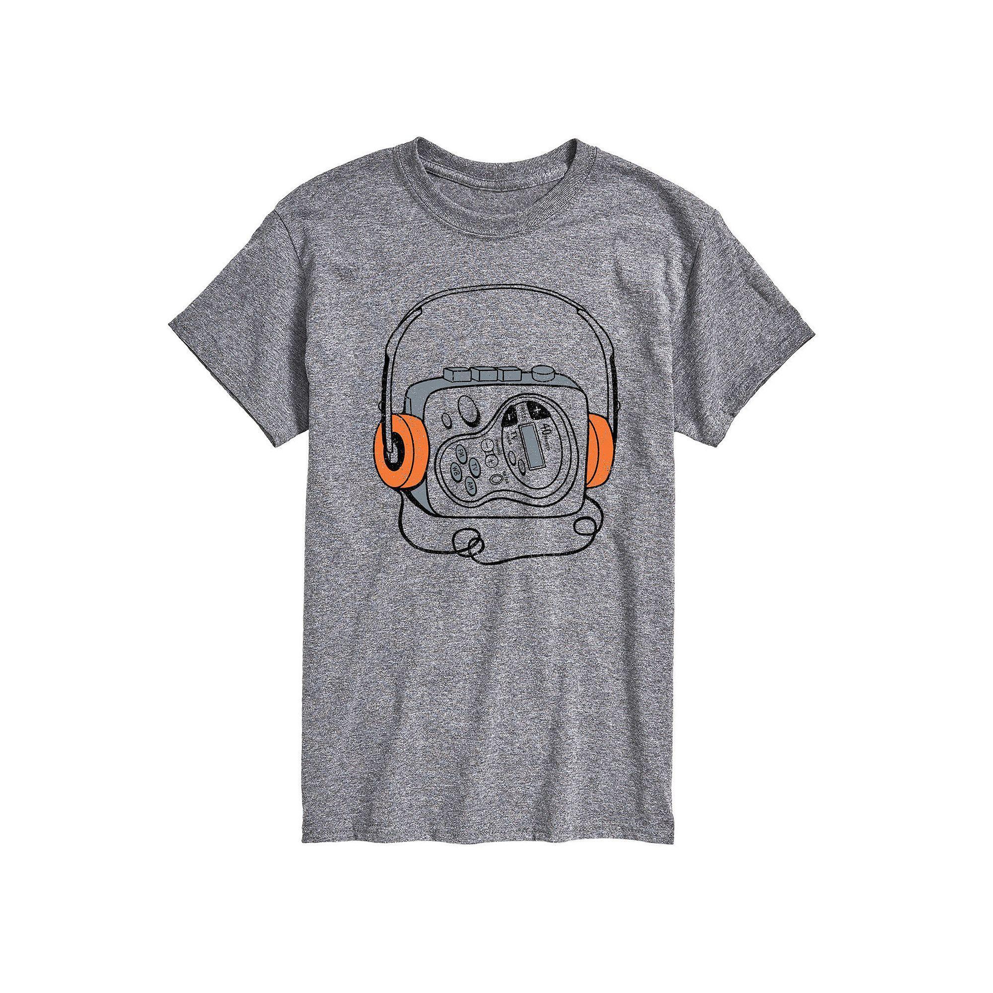 Men's Cassette Player Graphic Tee, Size: Large, Grey Gray Product Image