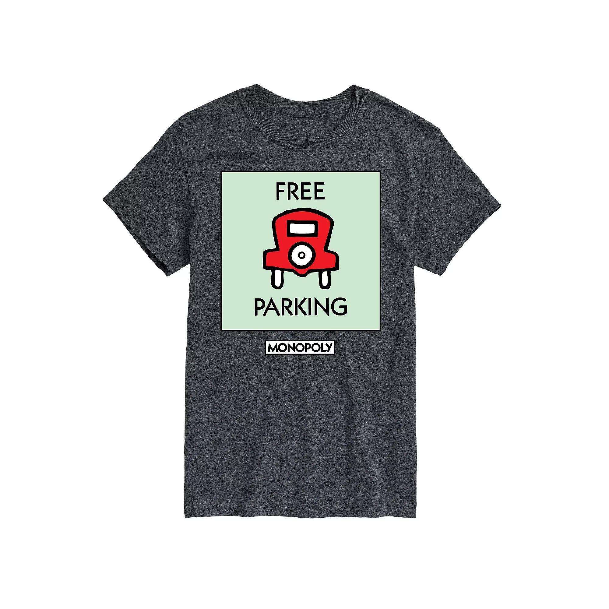 Men's Monopoly Free Parking Graphic Tee, Size: Large, Gray Product Image