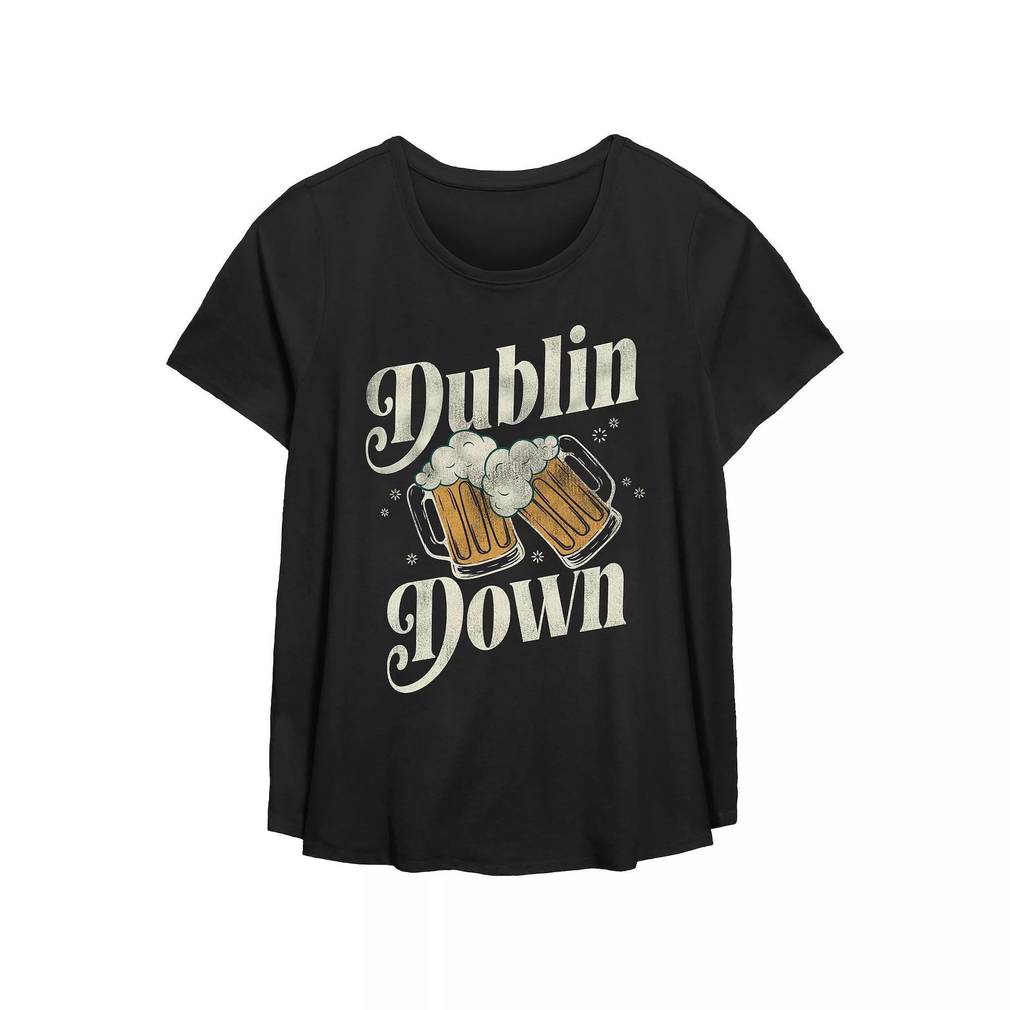 Plus Size Dublin Down Graphic Tee, Women's, Size: 0X, Black Product Image