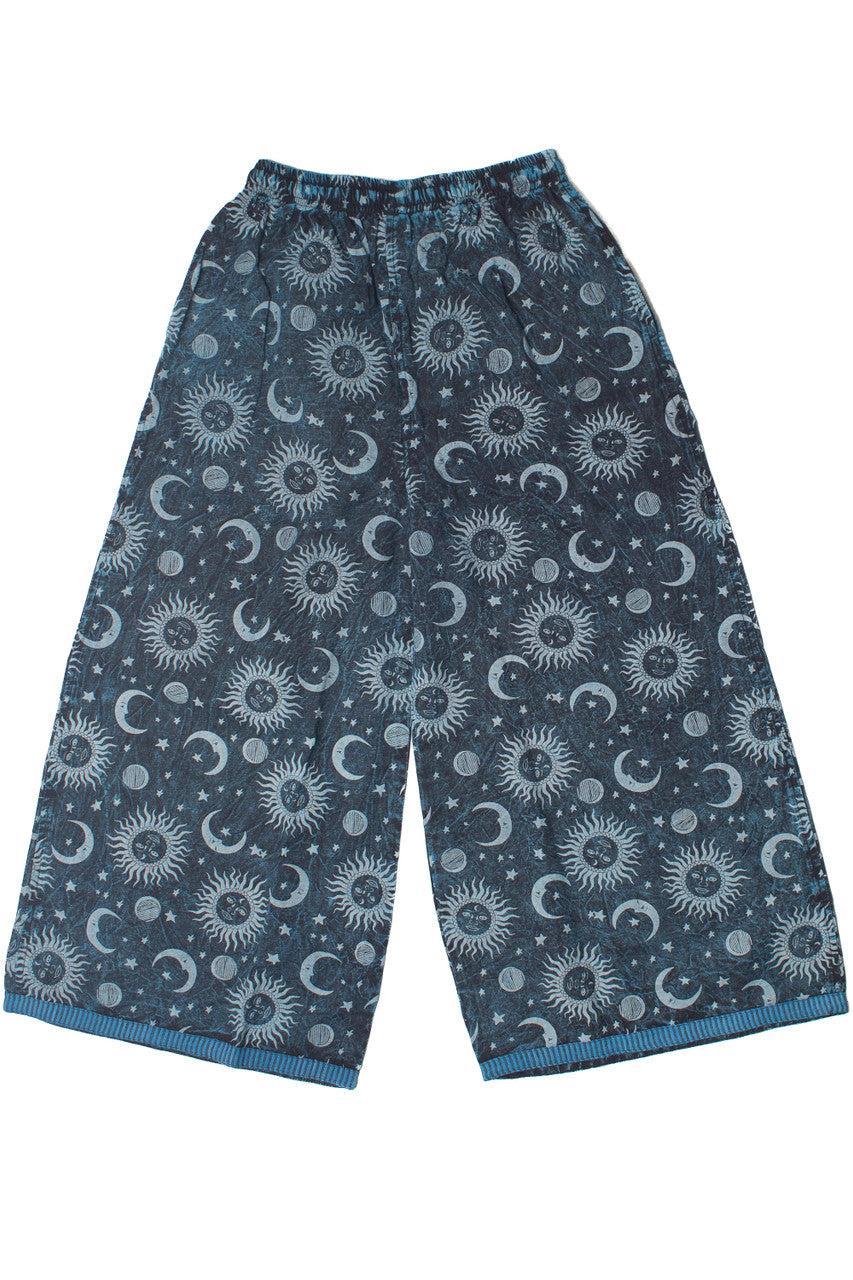 Striped Trim Wide Leg Celestial Print Pants Product Image