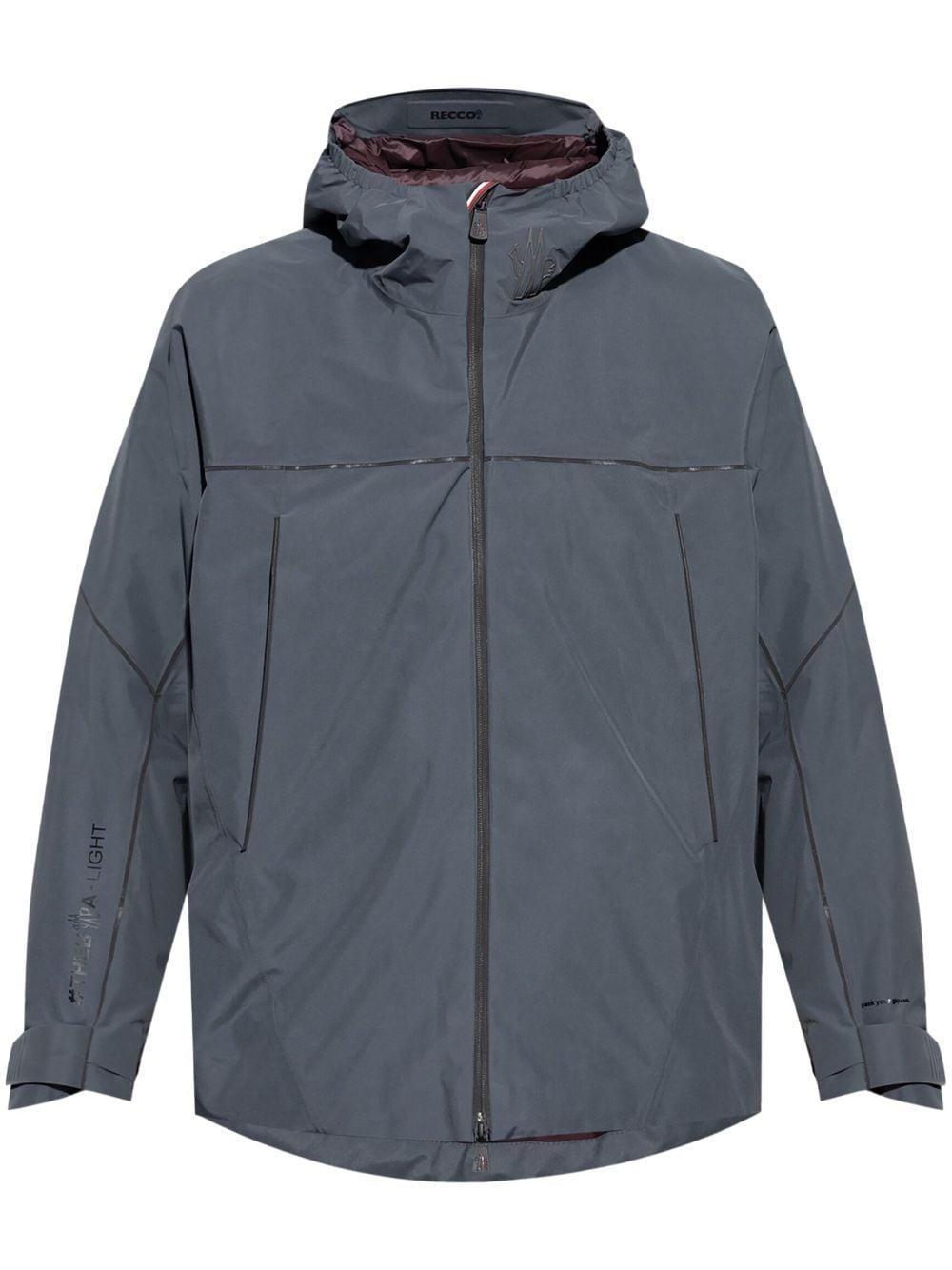 MONCLER Grenoble Logo Patch Hooded Jacket In Grey Product Image