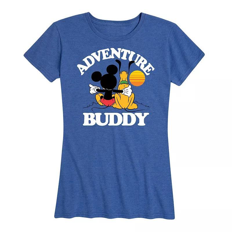 Disney's Mickey Mouse & Pluto Women's Adventure Partner Graphic Tee, Size: Medium, Grey Green Product Image