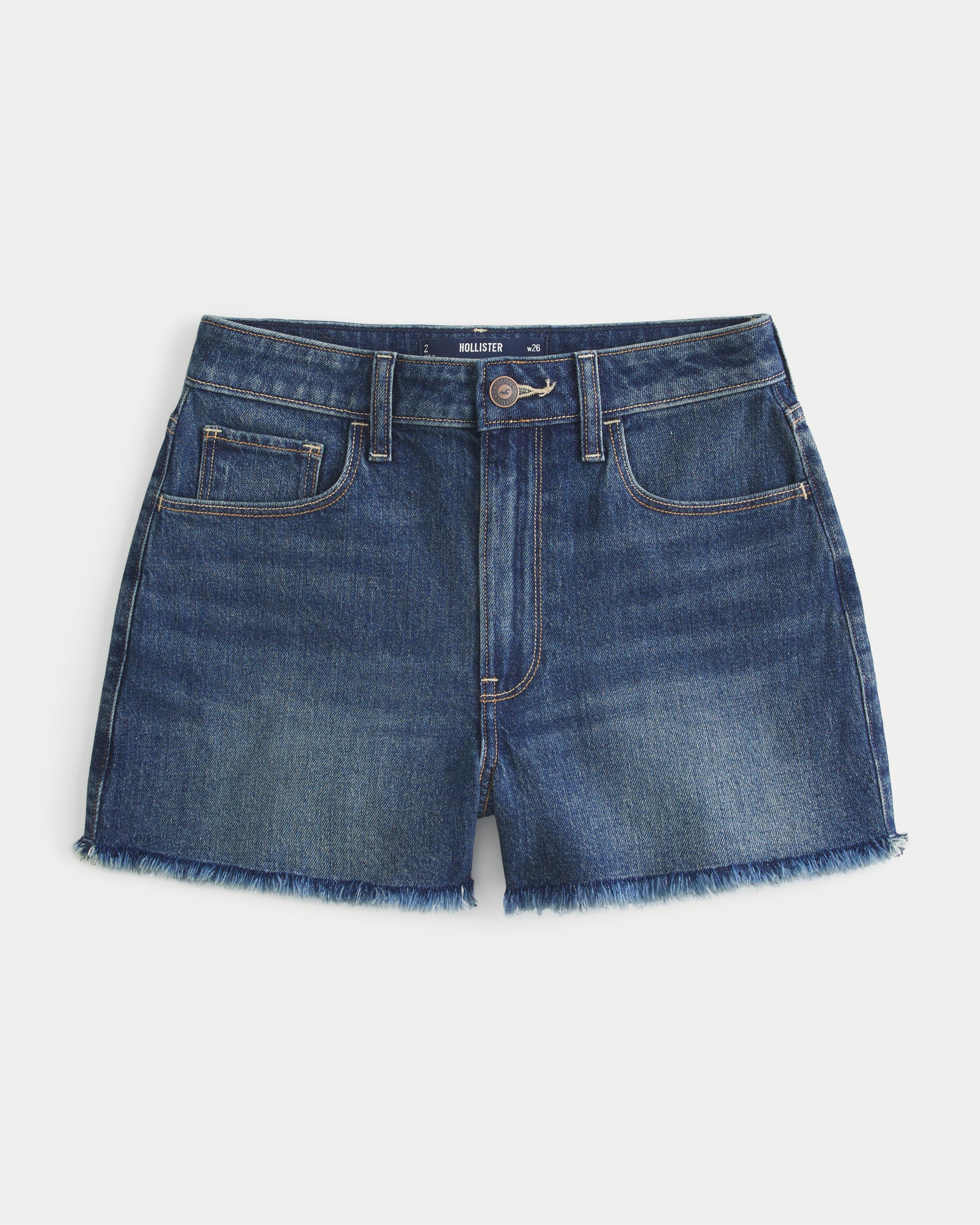 Ultra High-Rise Dark Wash Denim Mom Shorts Product Image