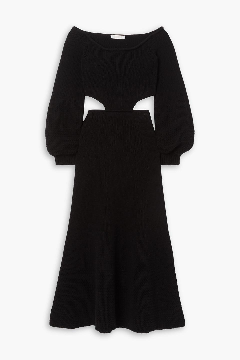 CHLOÉ Off-the-shoulder Cutout Wool And Cashmere-blend Midi Dress In New Product Image