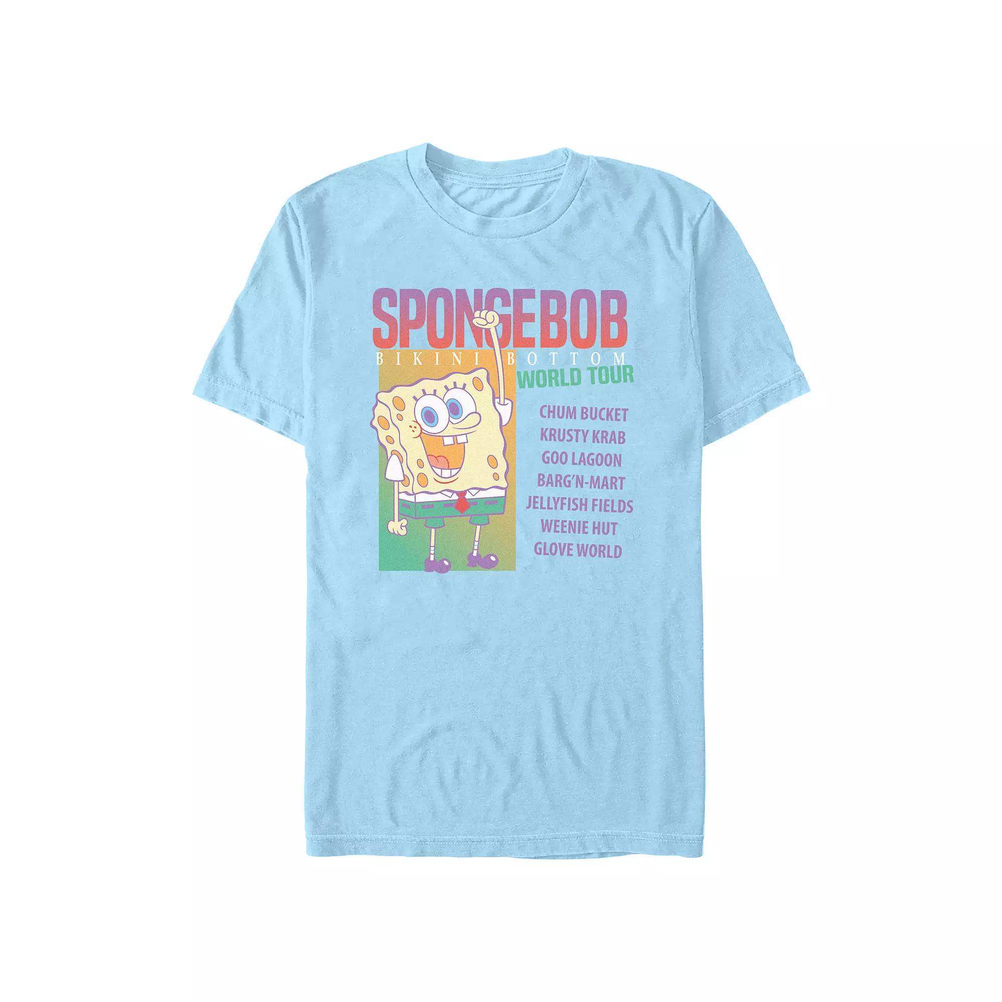 Men's SpongeBob SquarePants Bikini Bottom World Tour Graphic Tee, Size: XL, Light Blue Product Image