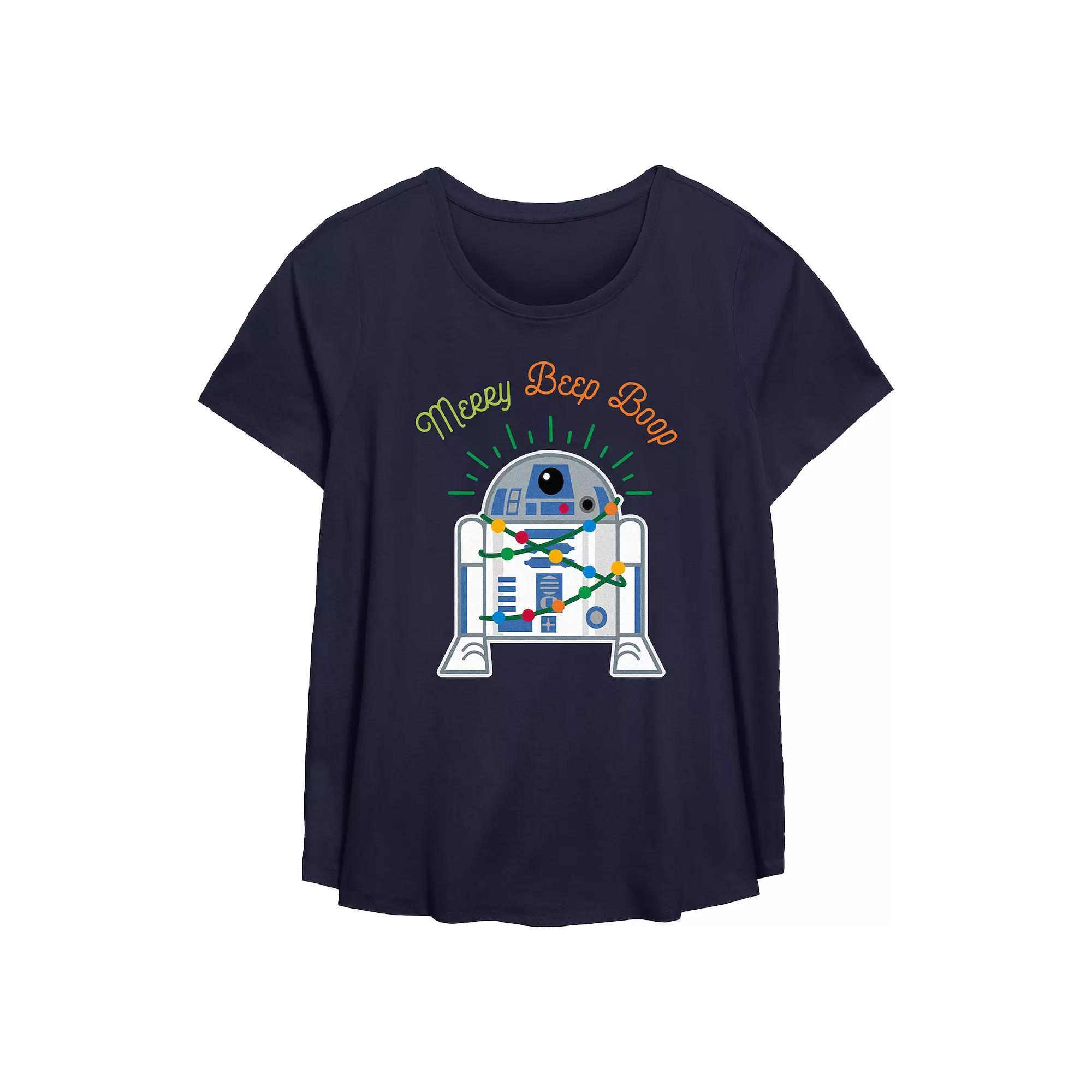 Plus Size Star Wars R2-D2 Merry Beep Boop Flowy Graphic Tee, Women's, Size: 2XL, Blue Product Image
