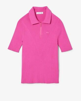 3D Ribbed Knit Polo Shirt Product Image