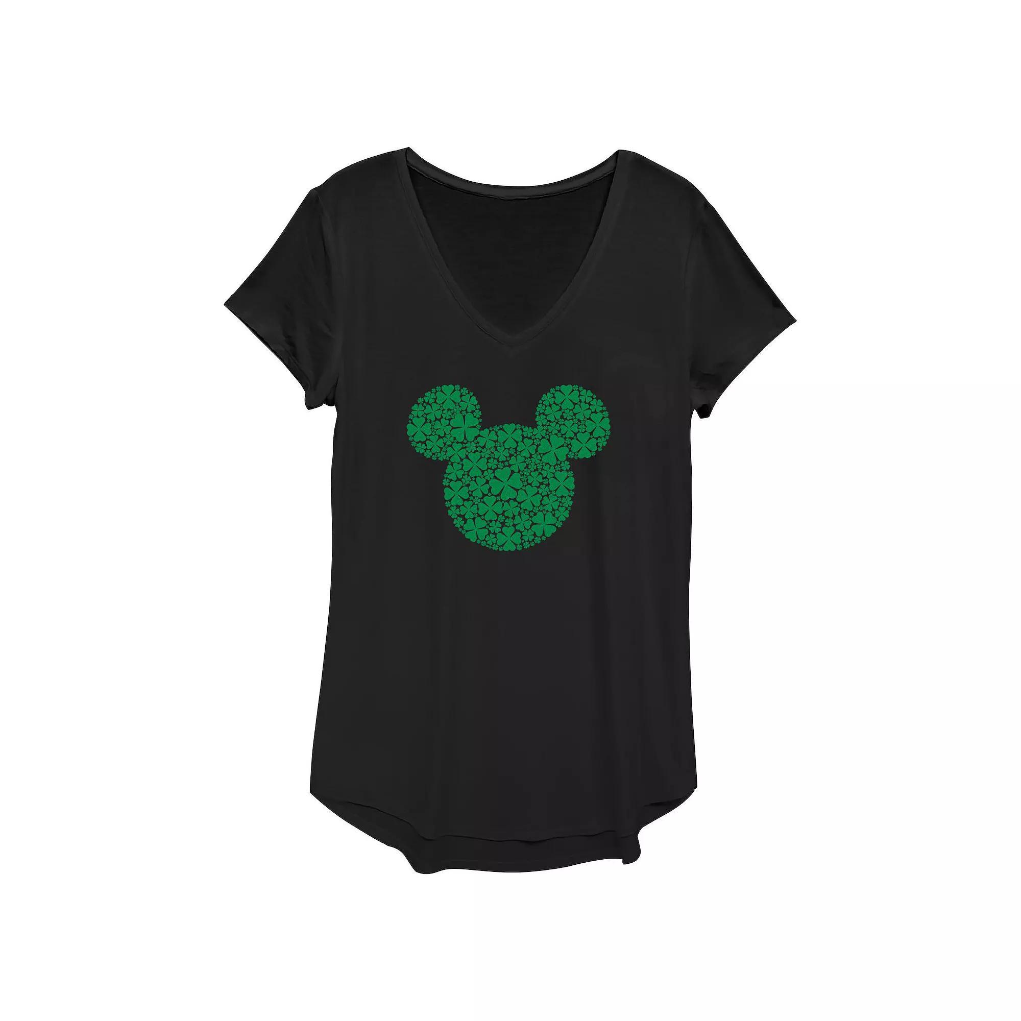 Disney's Mickey Mouse Shamrock Print Head Women's Graphic Tee,  Product Image