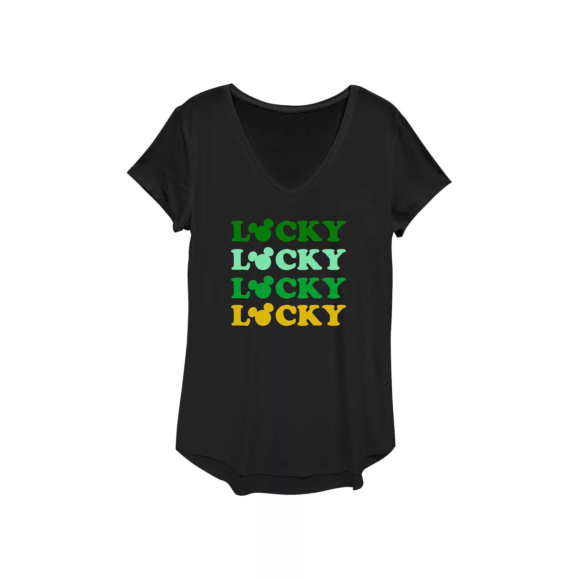 Disney's Mickey Mouse Shamrock Print Head Women's Graphic Tee,  Product Image