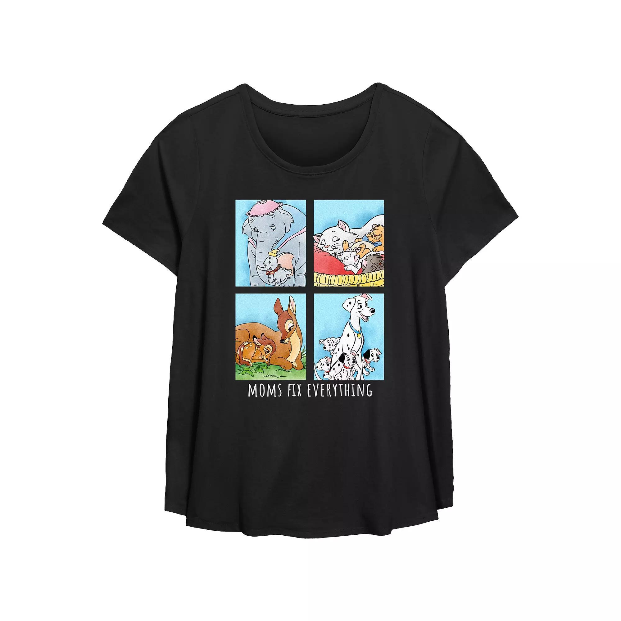 Disney Women's Moms Fix Everything Plus Size Scoop Hem Flowy Graphic Tee, Size: 5XL, Black Product Image