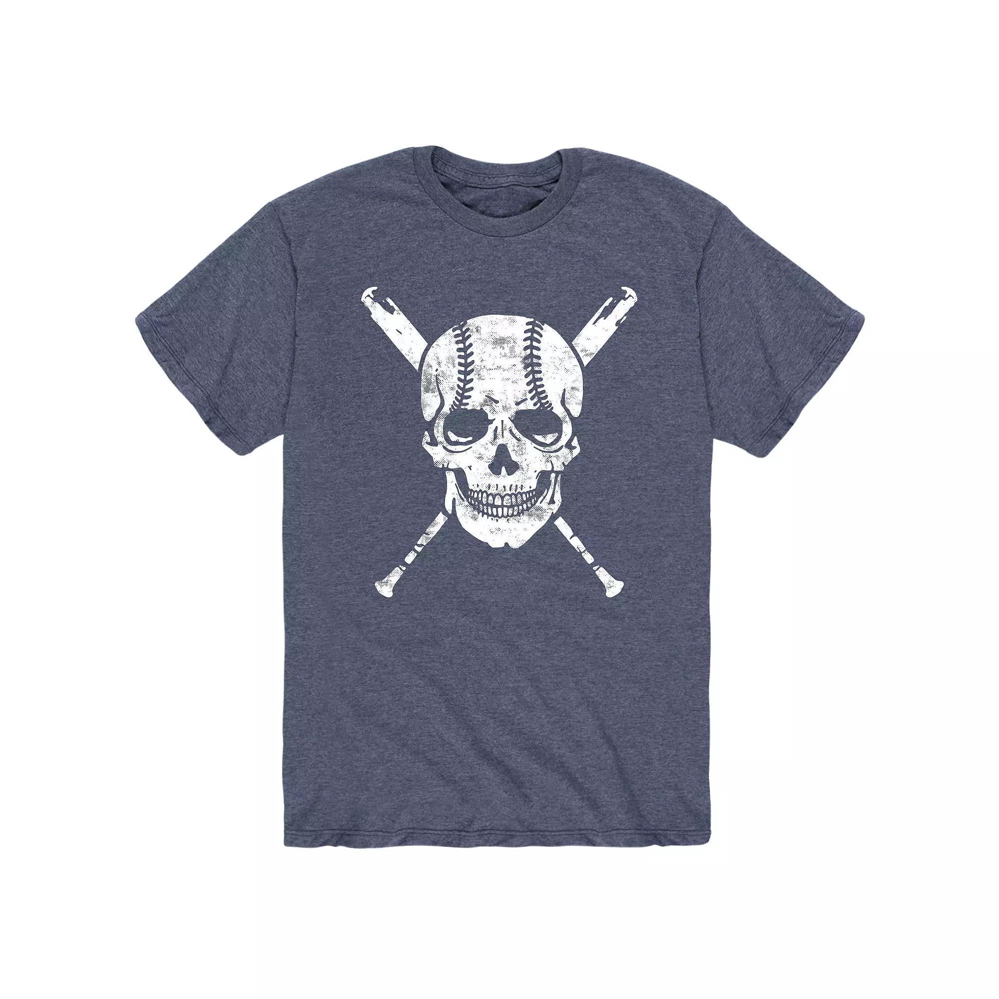 Men's Baseball Skull Tee, Size: XL, Blue Product Image