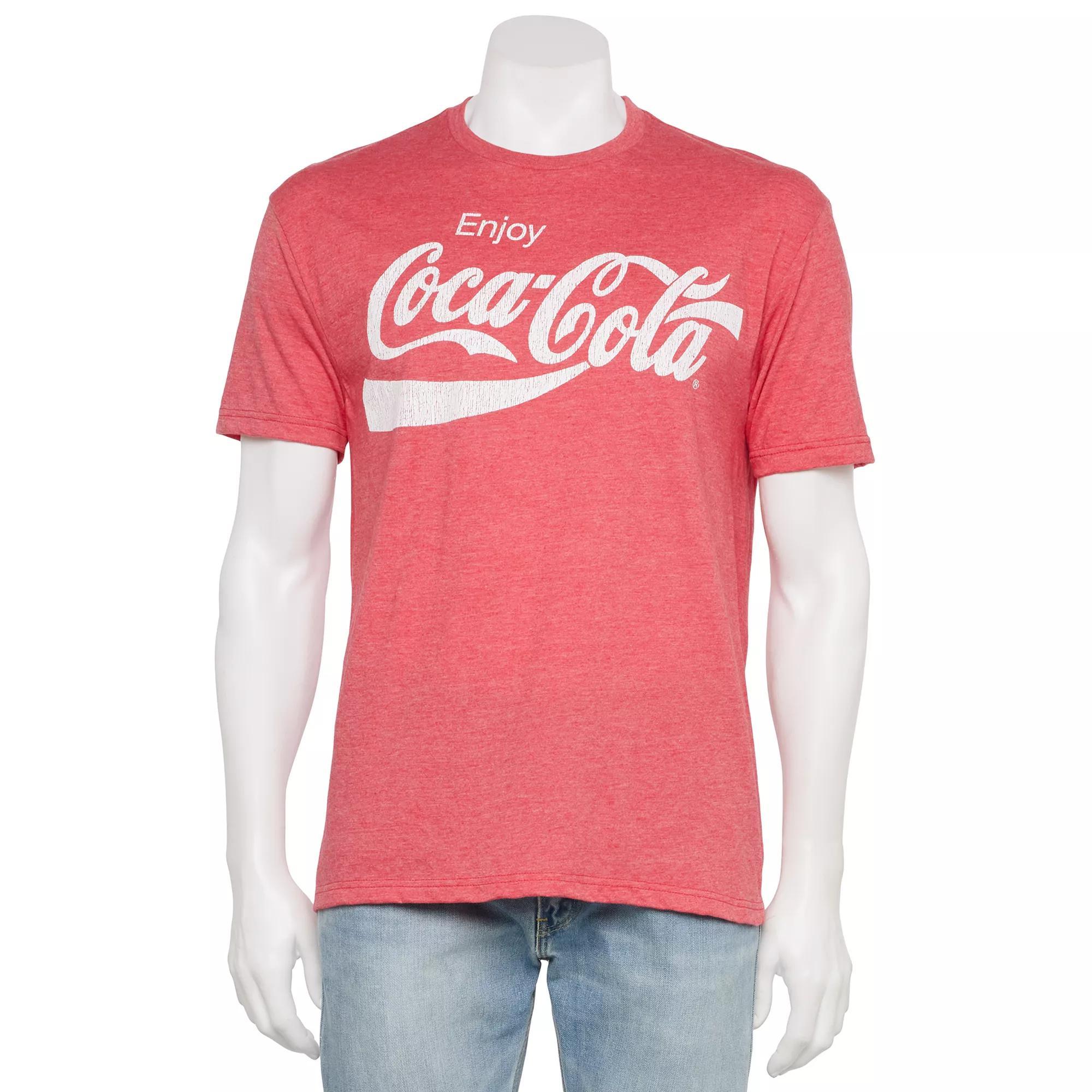Men's Coca-Cola Logo Graphic Tee, Size: Large, Grey Red Product Image