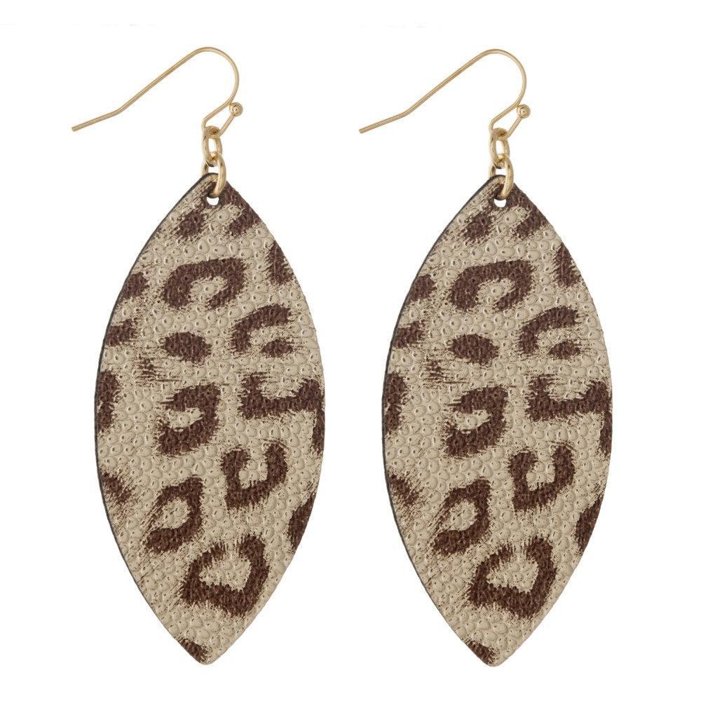 22258X   Faux Leather Leopard Print Earrings Product Image