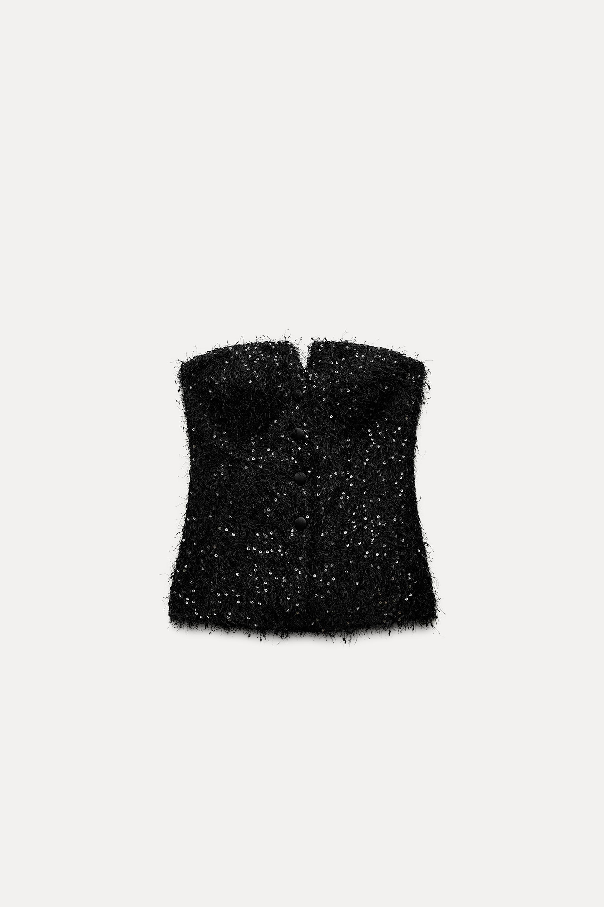 FRINGE AND SEQUIN BUSTIER TOP Product Image