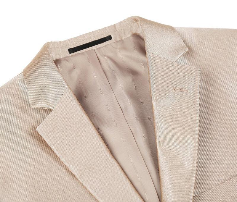 Beige Regular Fit Sharkskin Italian Styled 2 Piece Suit Product Image