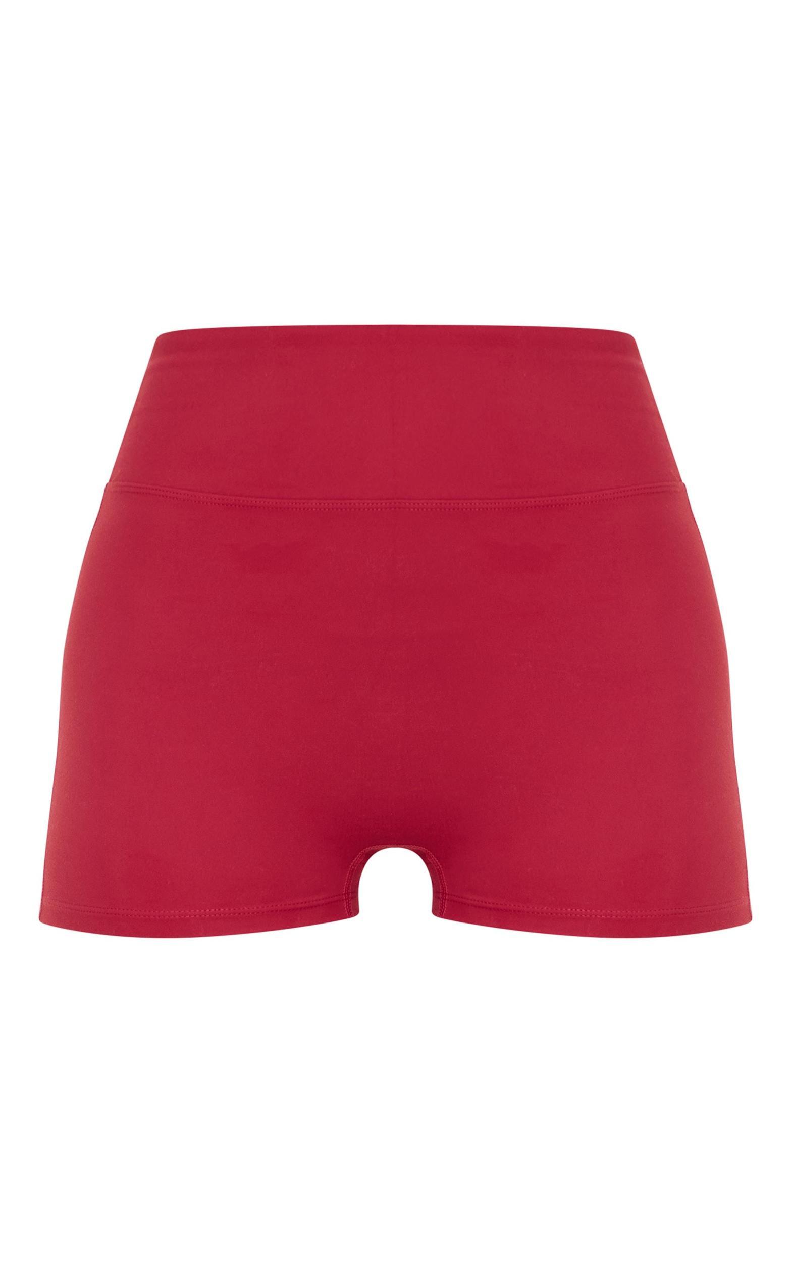 Dark Red Sculpt Ruched Bum Booty Shorts Product Image