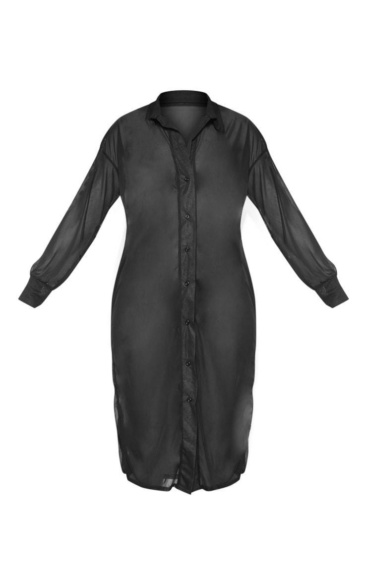 Black Oversized Beach Shirt Dress Product Image