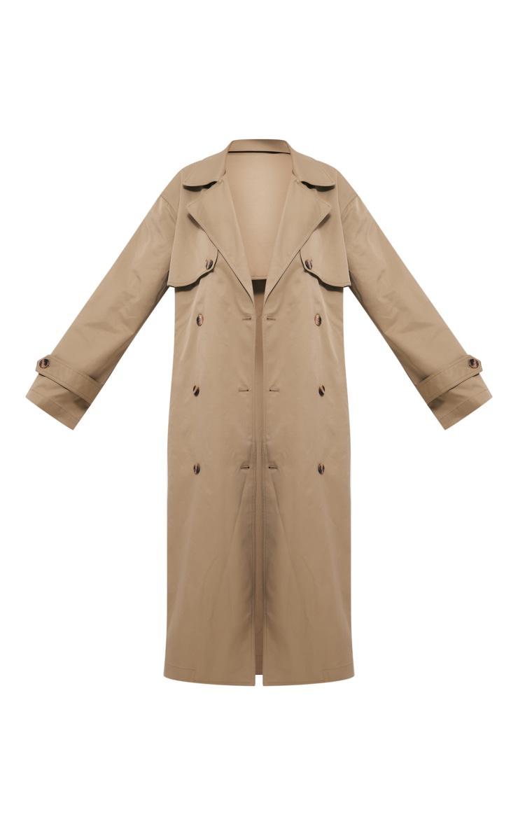Chocolate Faux Suede Buckle Belt Trench Coat Product Image