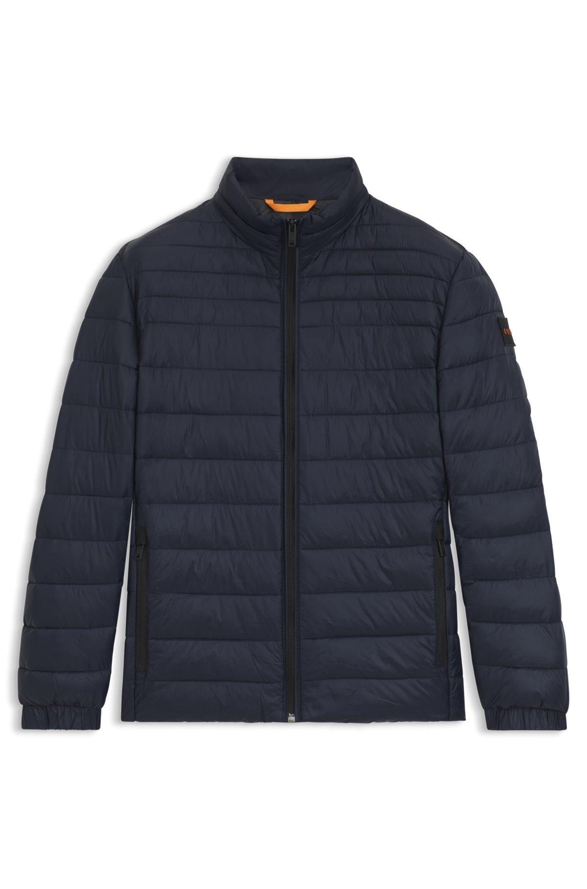 BOSS - Water-repellent quilted field jacket with packable hood - Dark Blue Product Image