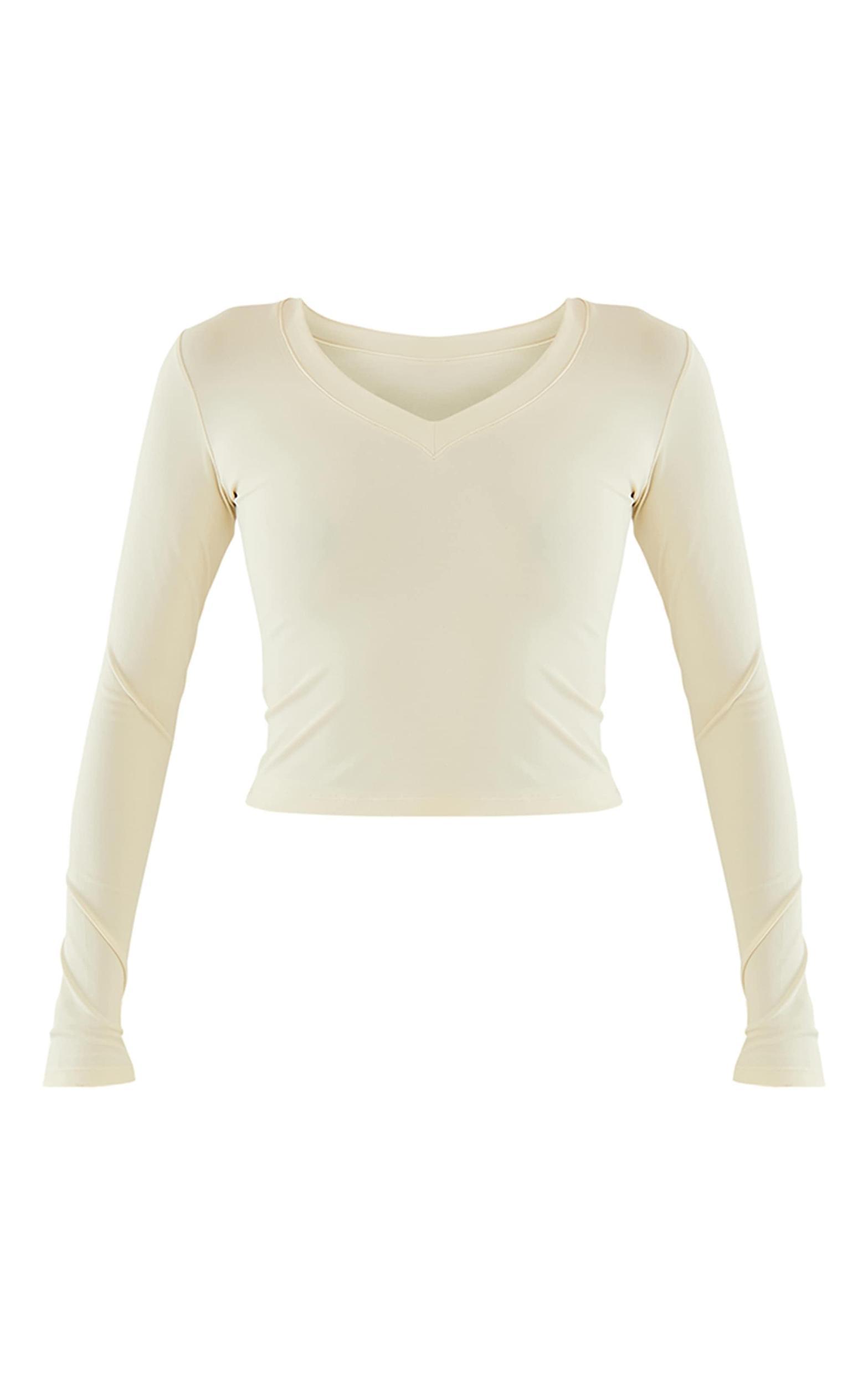 Bone Sculpt V Neck Long Sleeve Top Product Image