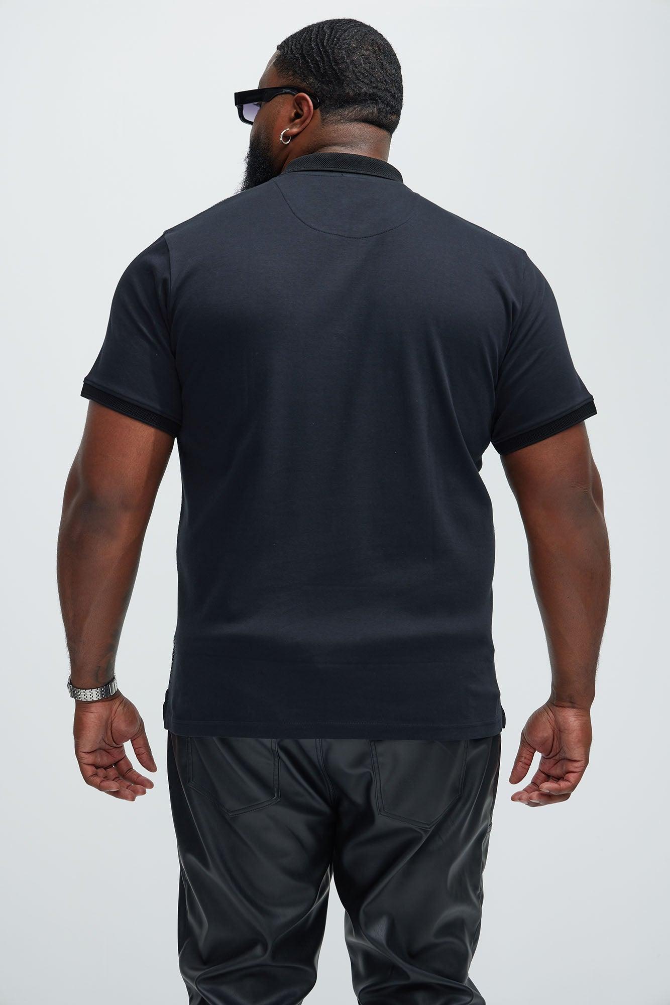 Quarter Zip Short Sleeve Polo - Black Product Image