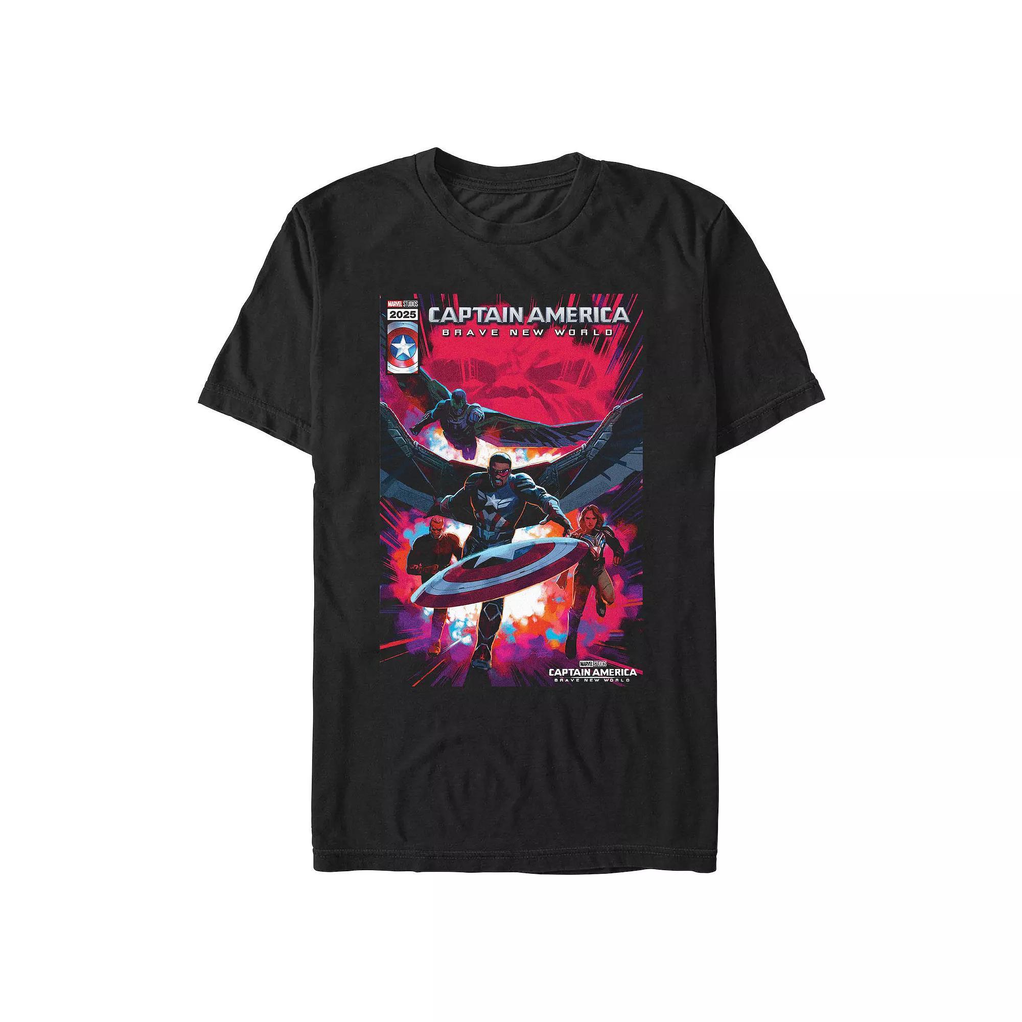 Big & Tall Marvel Captain America Brave New World New Team Poster Graphic Tee, Men's, Size: 4XL, Black Product Image