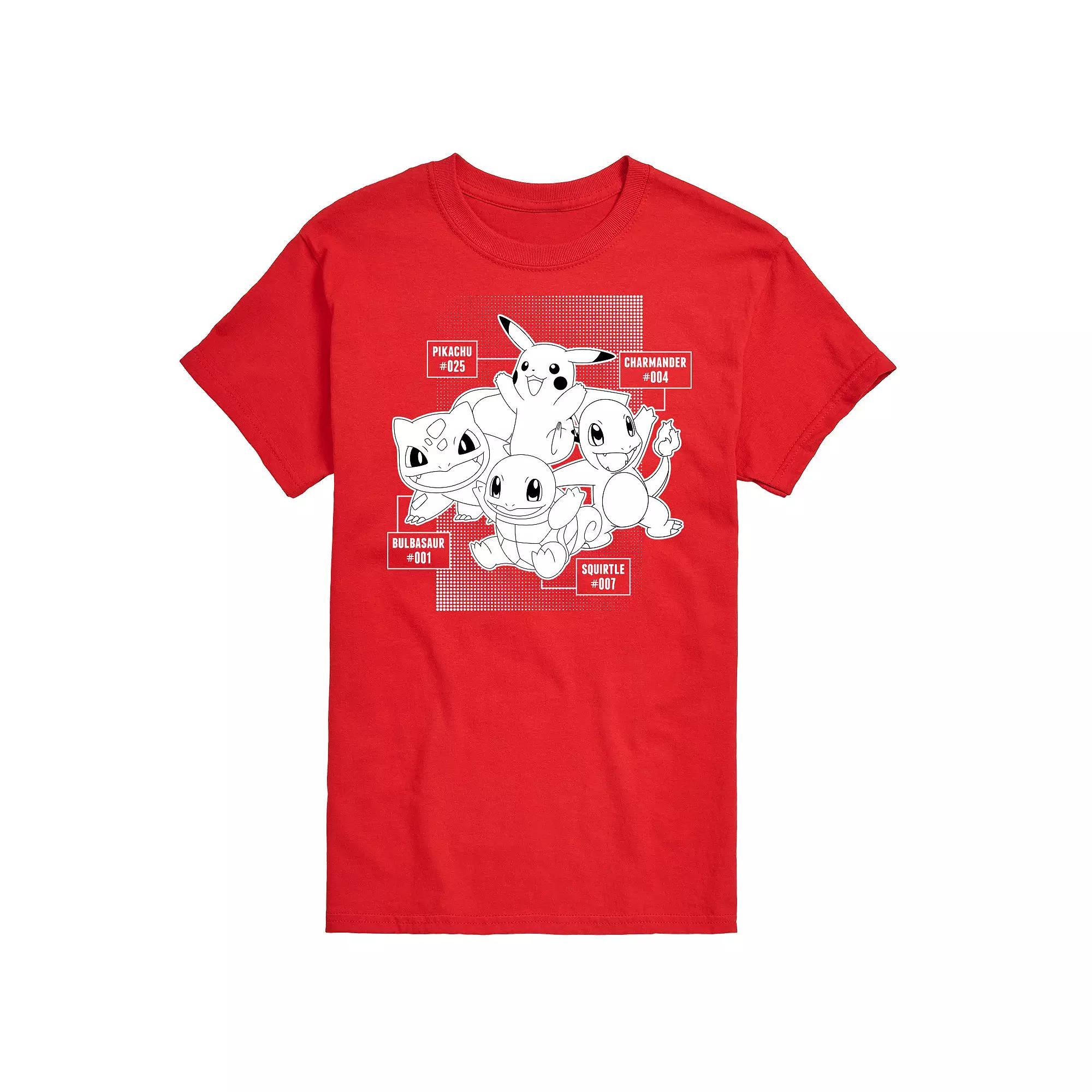 Men's Pokemon Starter Labels Graphic Tee,  Product Image