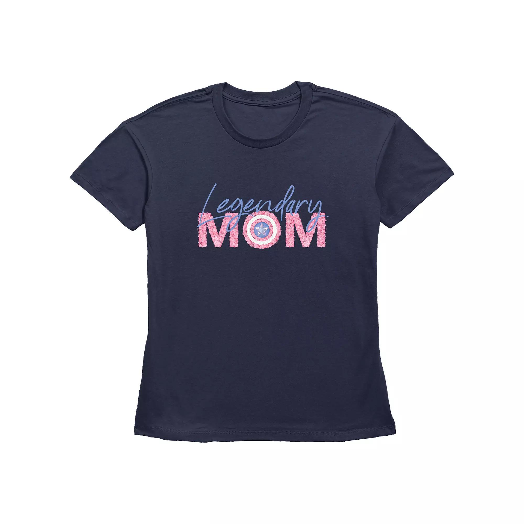 Women's Captain America Legendary Mom Basic Fit Graphic Tee, Size: XXL, Blue Product Image