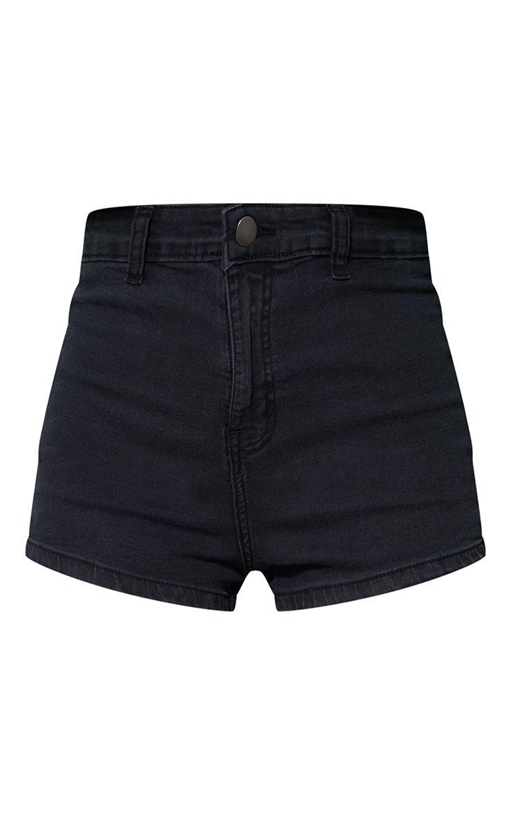 Washed Black Disco Fit Denim Shorts Product Image