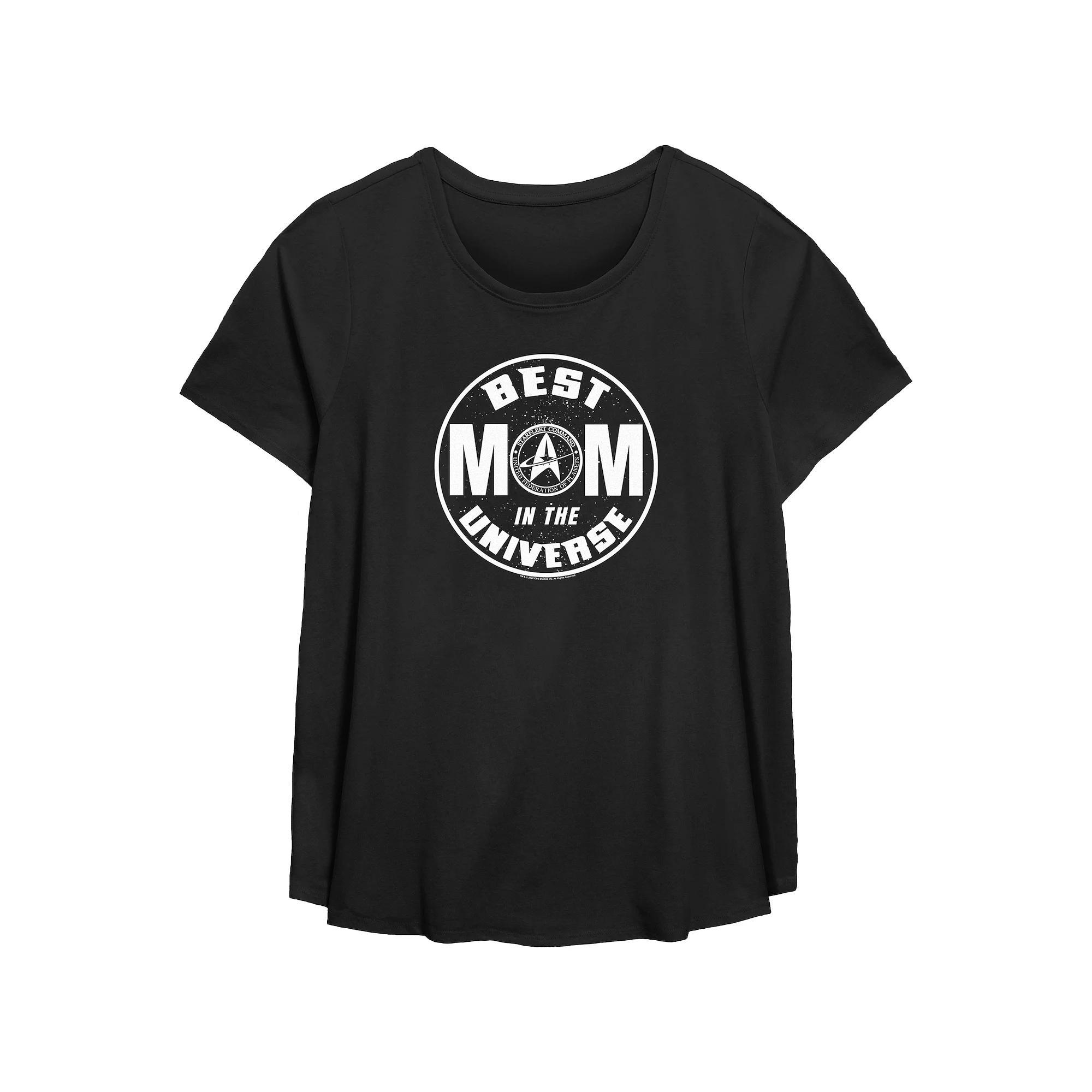Plus Size Star Trek Best Mom In The Universe Scoop Hem Flowy Graphic Tee, Women's, Size: 0X, Black Product Image