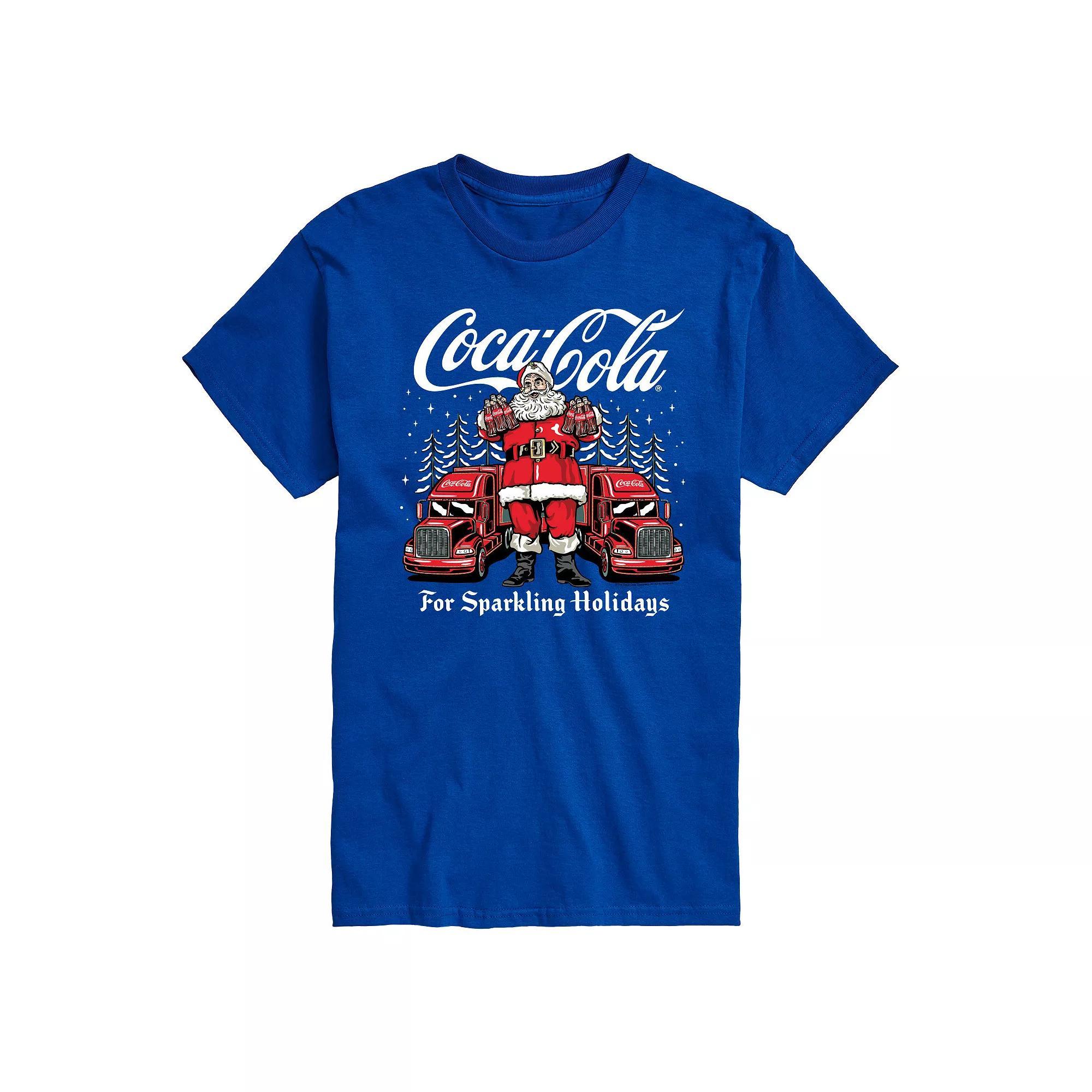 Big & Tall Coca-Cola Santa For Sparkling Holidays Graphic Tee, Men's, Size: 4XL Tall, Blue Product Image