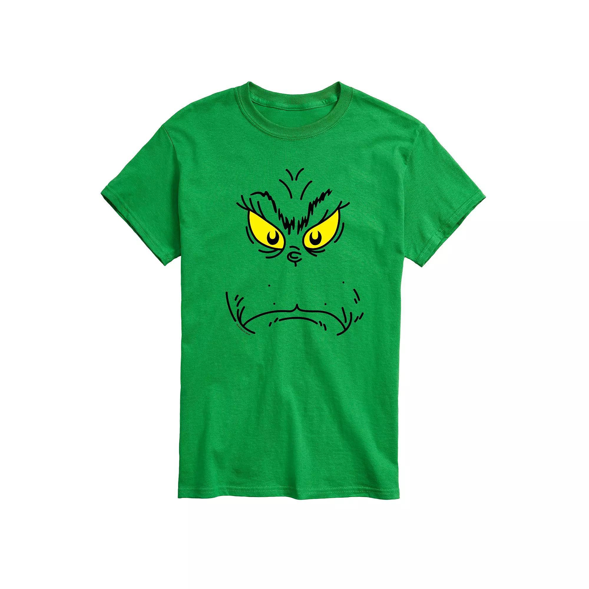 Men's Dr. Seuss The Grinch Grumpy Grinch Face Graphic Tee, Size: XXL, Green Product Image