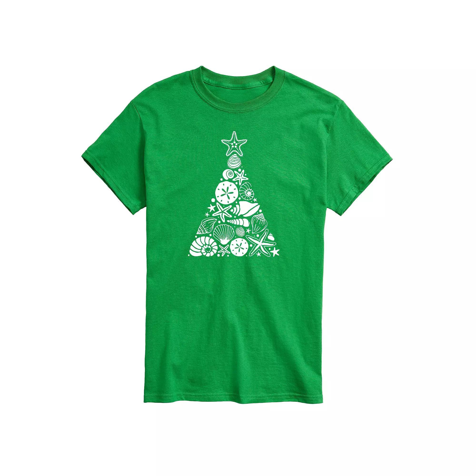 Big & Tall Sea Shell Christmas Tree Graphic Tee, Men's,  Product Image