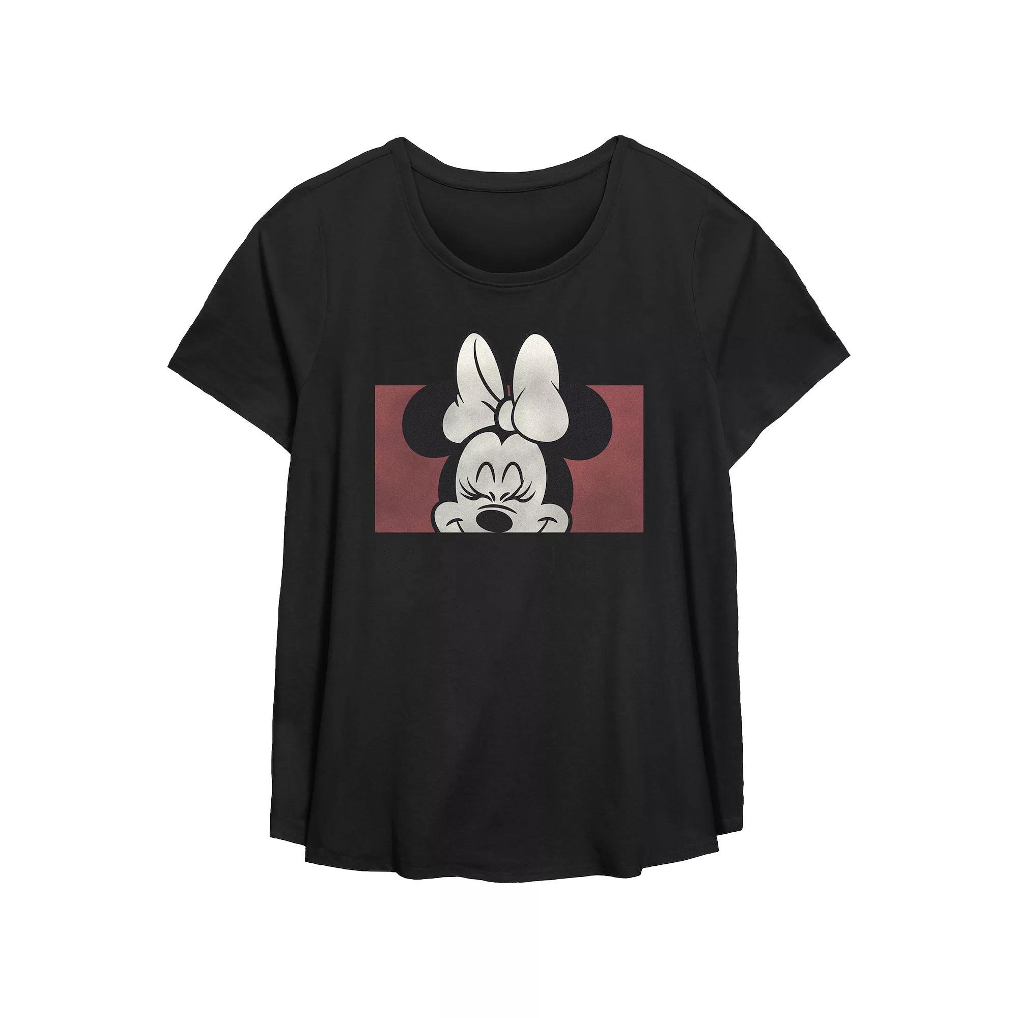 Disney's Minnie Mouse Cute Smile Plus Size Flowy Graphic Tee, Women's, Size: 3XL, Black Product Image