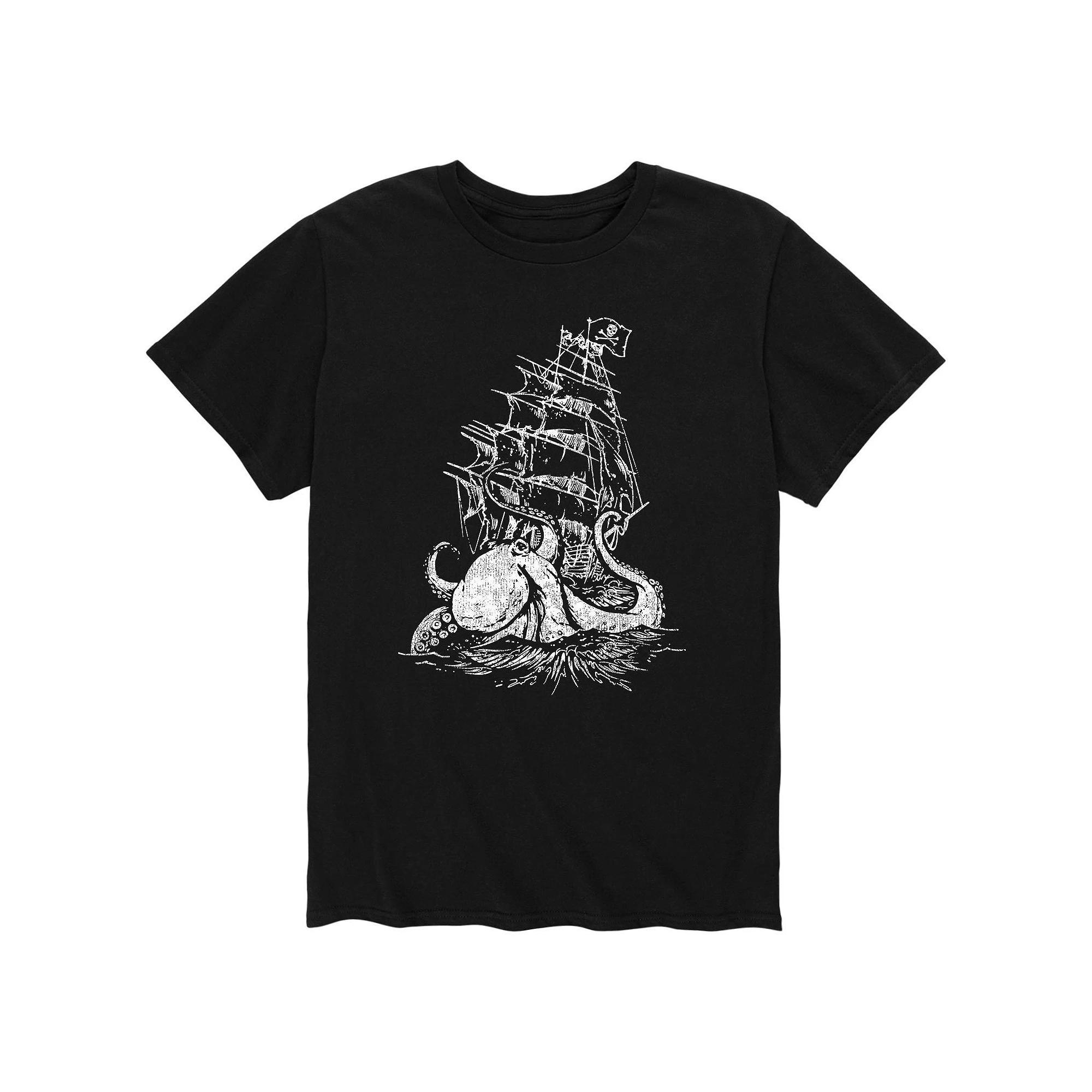 Men's Kraken Ship Tee, Size: Large, Black Product Image