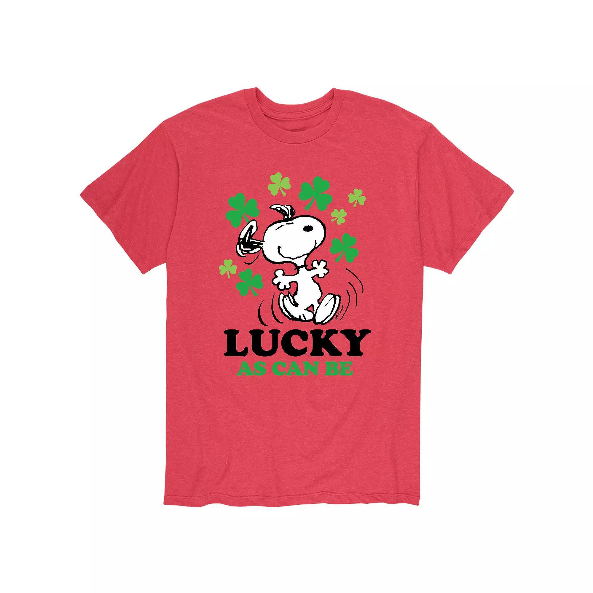 Men's Peanuts Snoopy St. Patrick's Day "Lucky As Can Be" Tee, Size: Medium, White Product Image