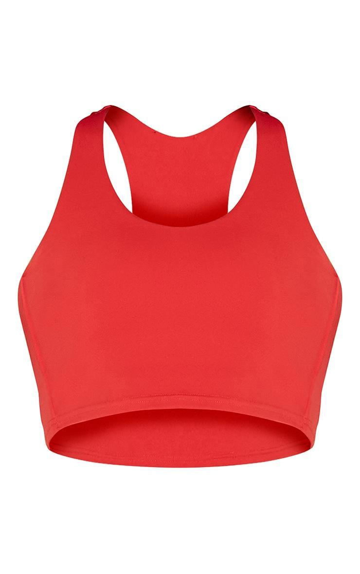  Red Sculpt Double Layer Padded Contrast Binding Sports Bra Product Image
