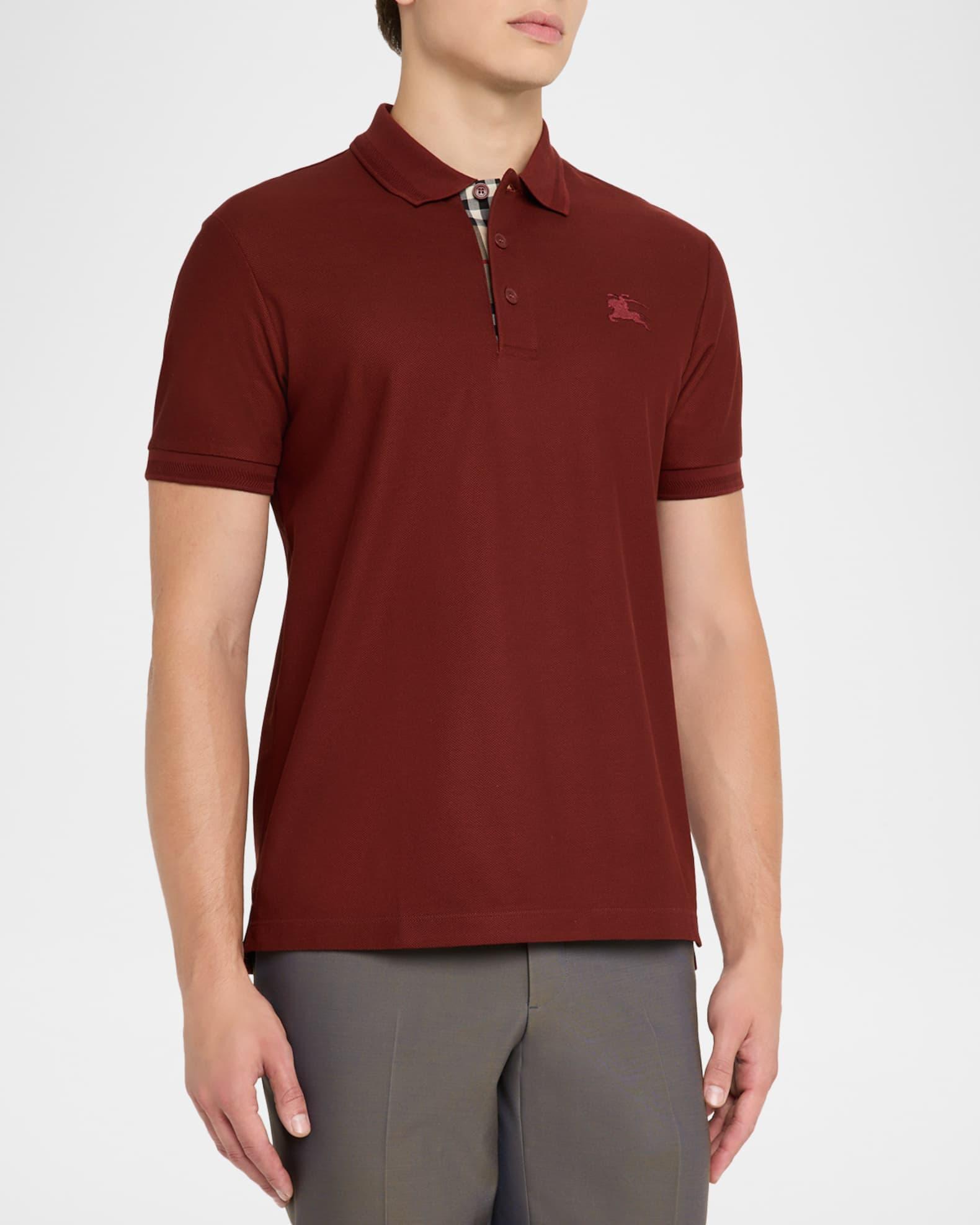 Men's Cotton Check-Placket Polo Shirt Product Image