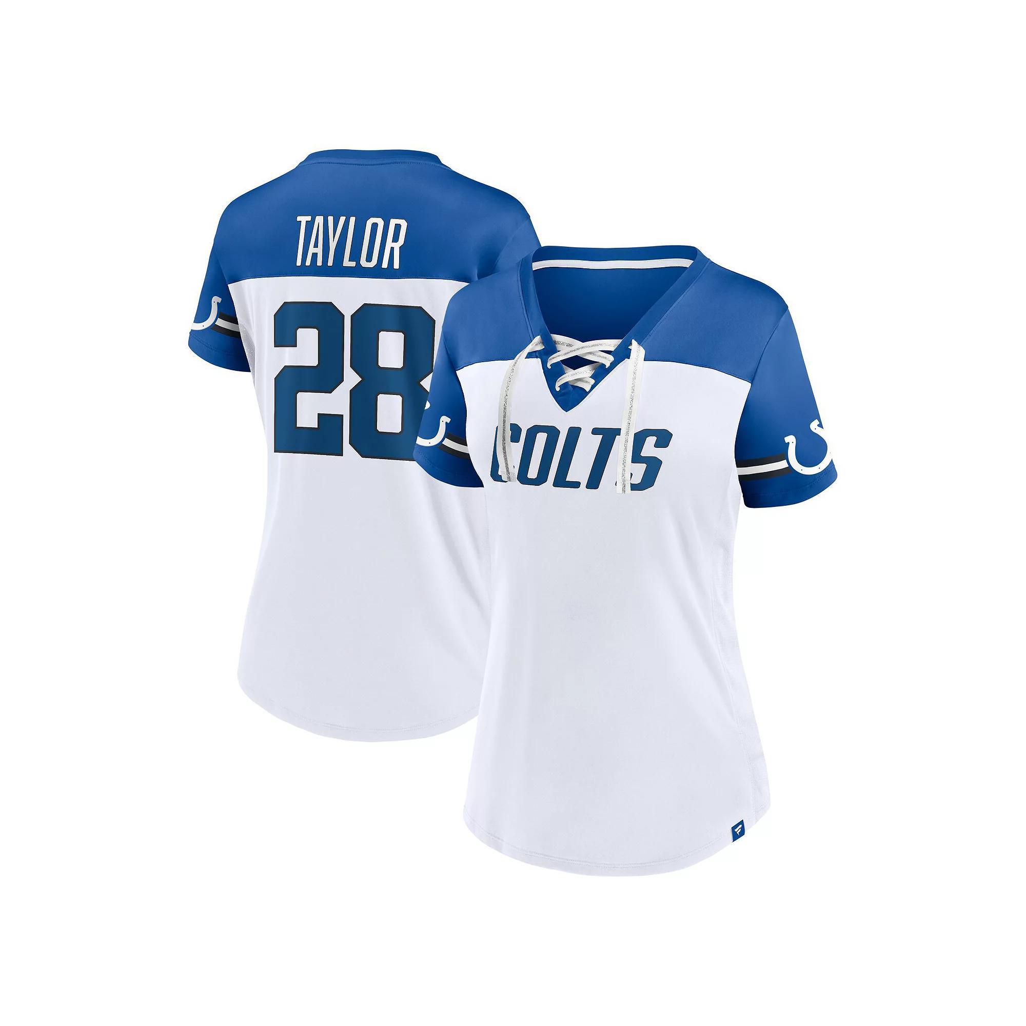 Women's Fanatics Branded Jonathan Taylor White Indianapolis Colts Athena Name & Number V-Neck Top,  Product Image