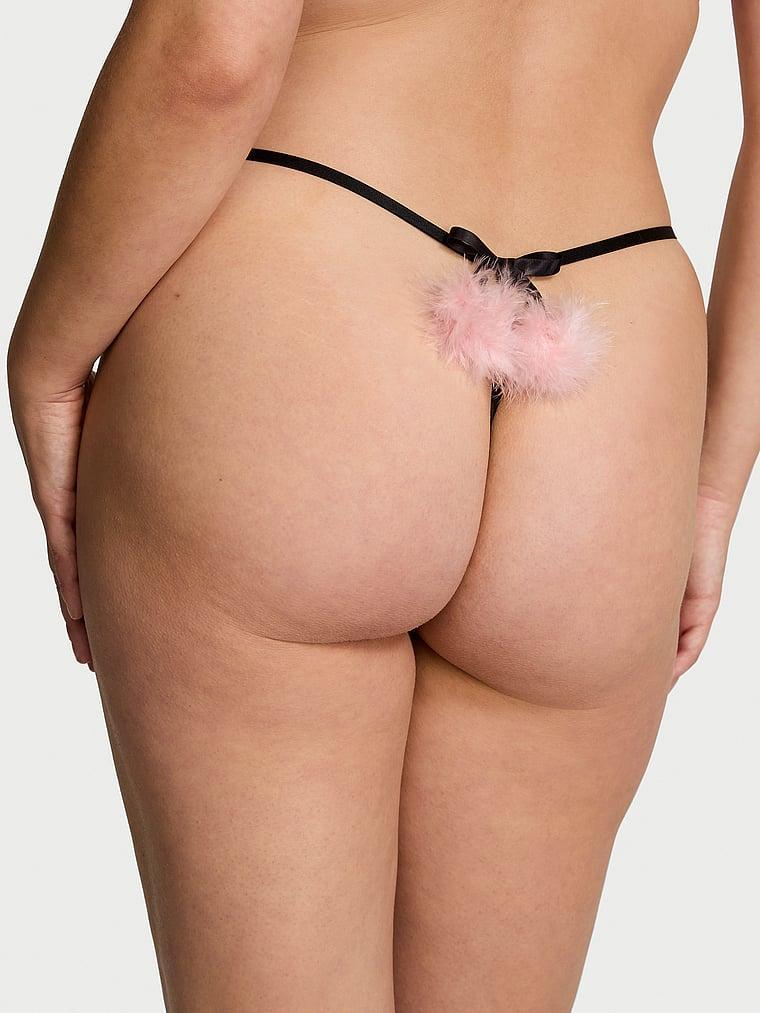 Satin Pom Pom V-String Panty Product Image