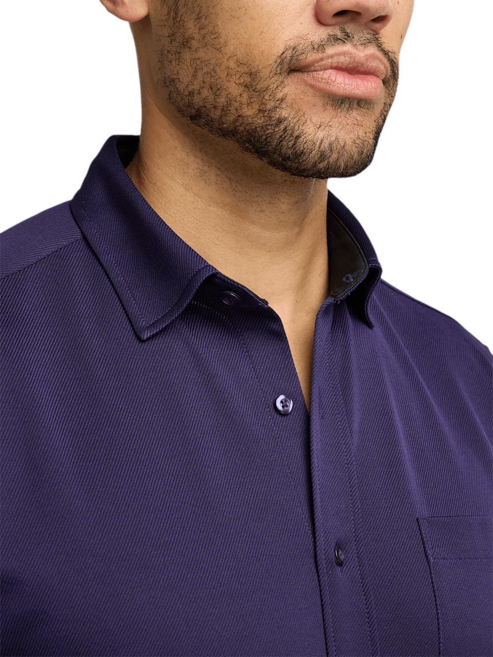 Cotton Blend Button Front Polo - Purple Product Image