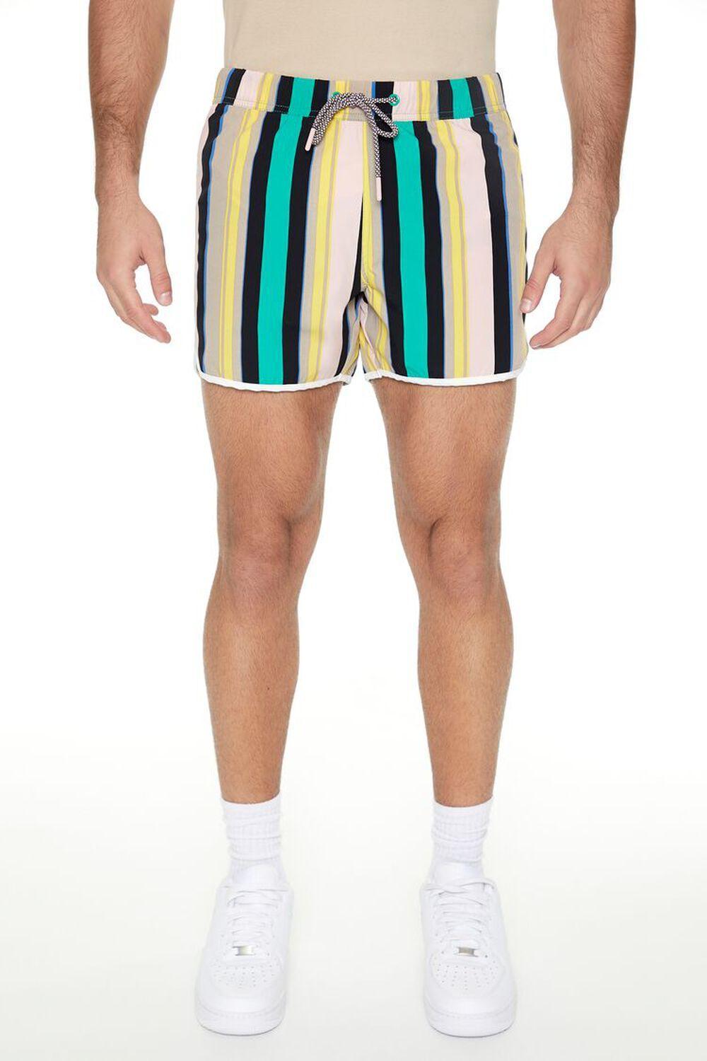 Striped Drawstring Short Inseam Swim Trunks | Forever 21 Product Image