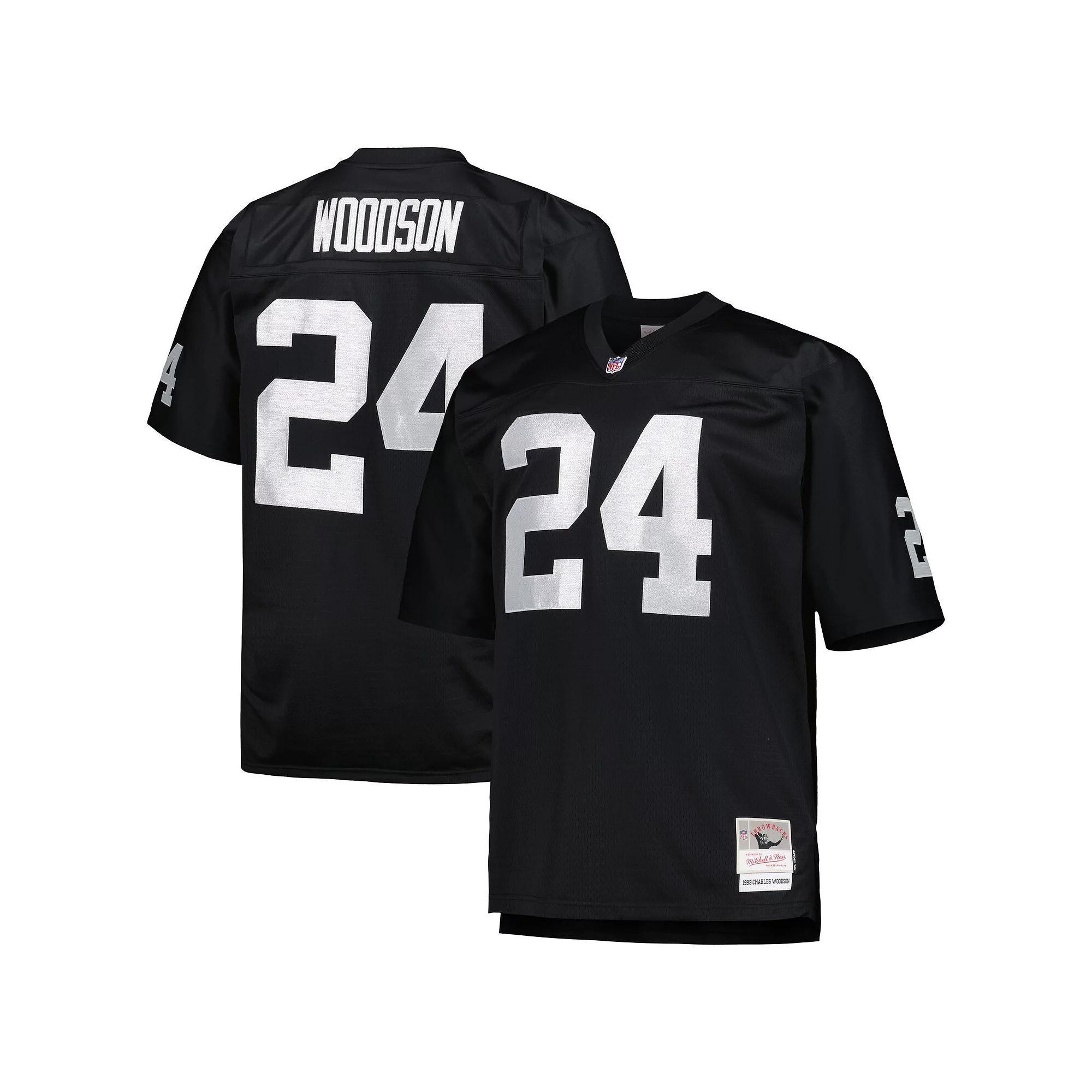 Men's Mitchell & Ness Charles Woodson Black Las Vegas Raiders Big & Tall 1998 Retired Player Replica Jersey, Size: 3XLT, Lvr Black Product Image