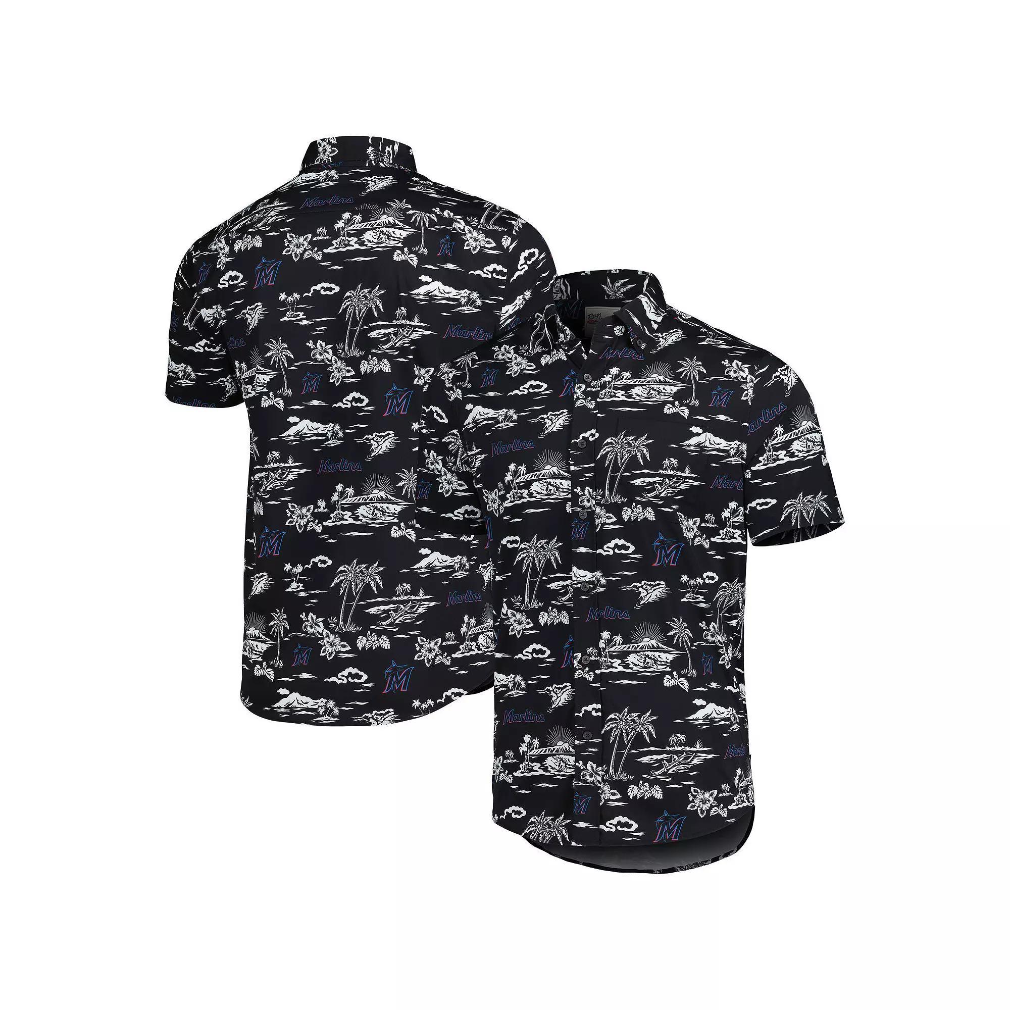 Men's Reyn Spooner Black Miami Marlins Kekai Performance Button-Up Shirt, Size: Large Product Image