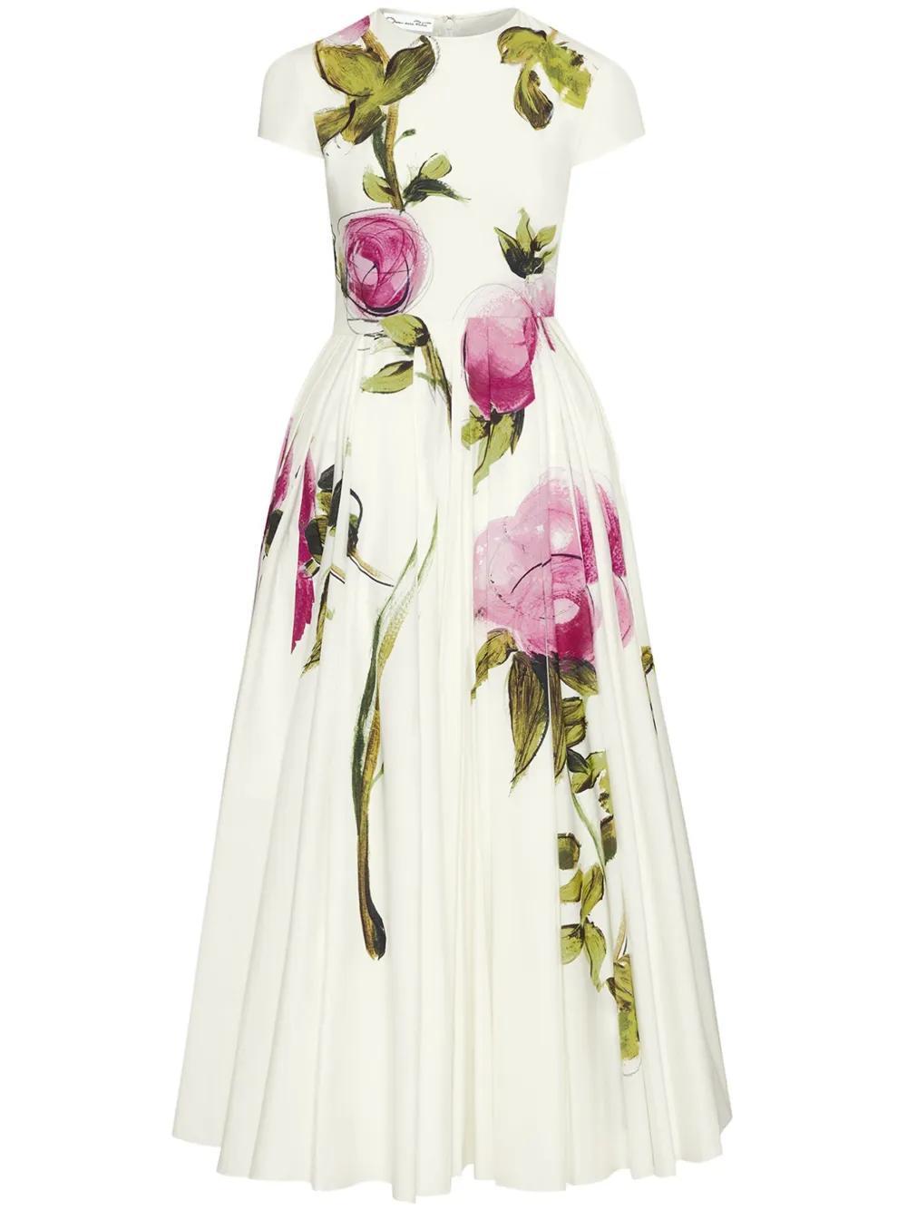 rose-print poplin maxi dress Product Image