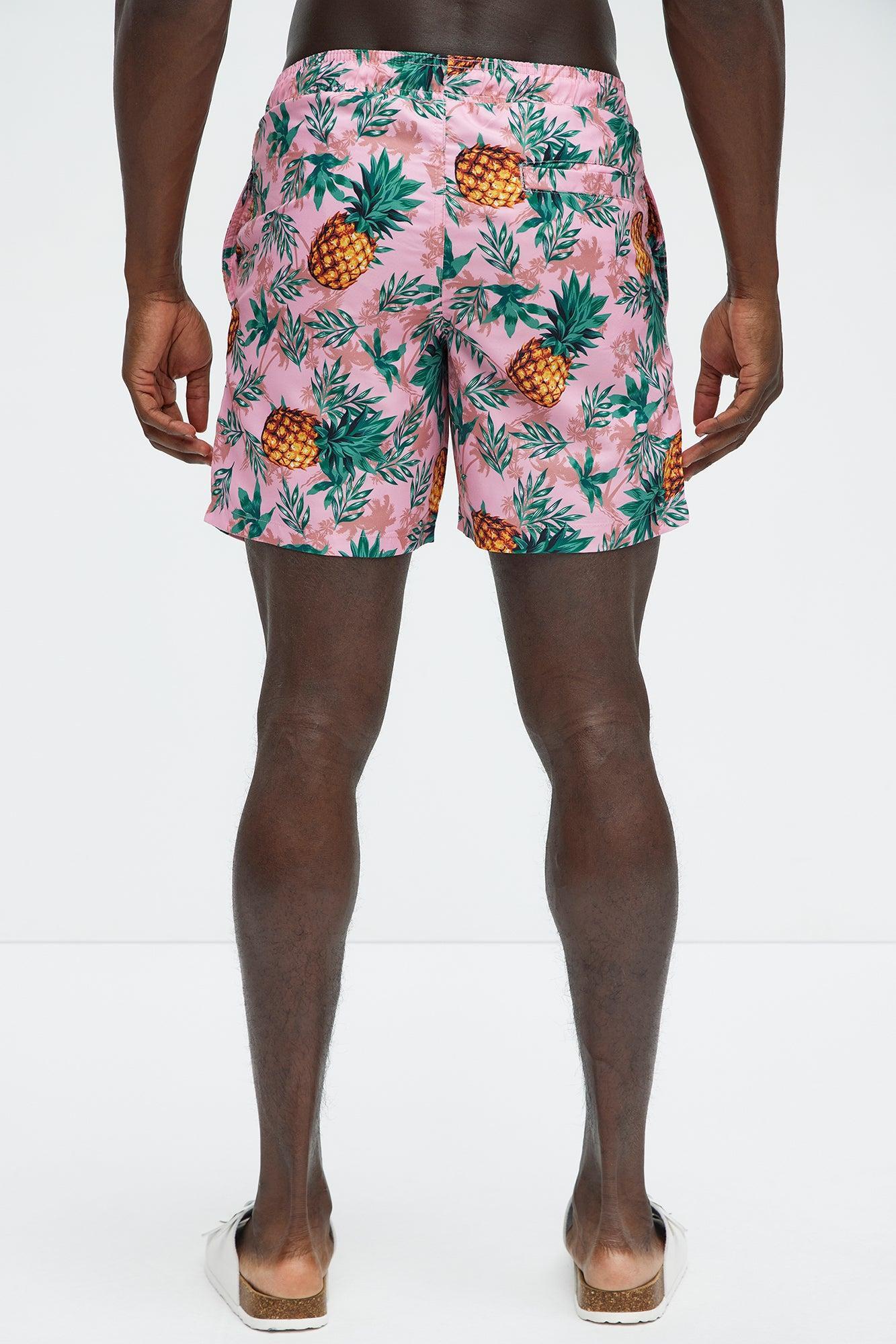 Pineapple Paradise Swim Mid Trunk - Pink Product Image