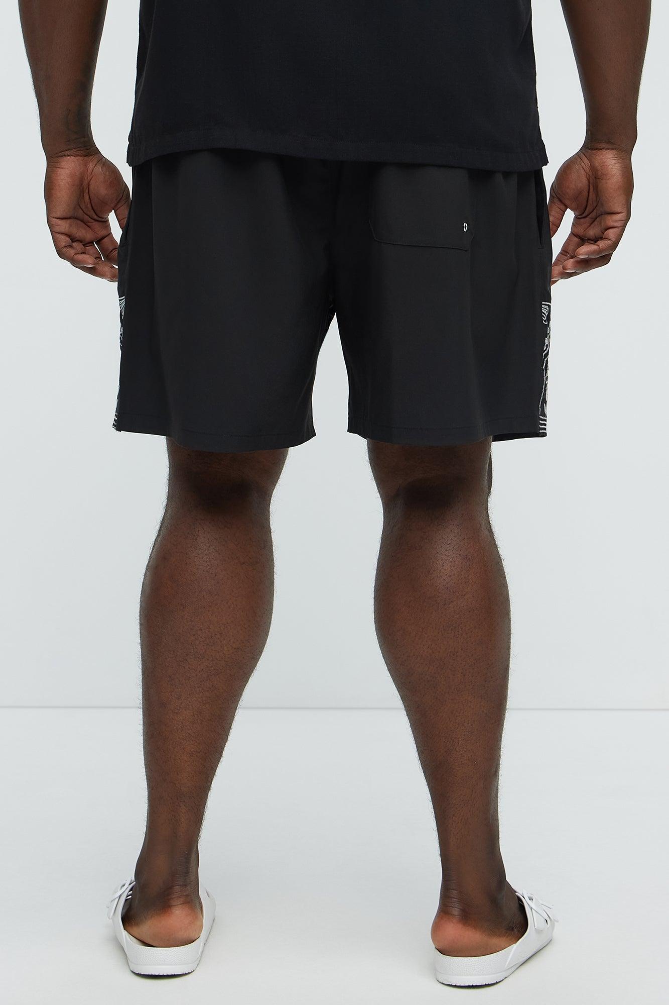 Embroidered Floral Swim Classic Trunk - Black/combo Male Product Image